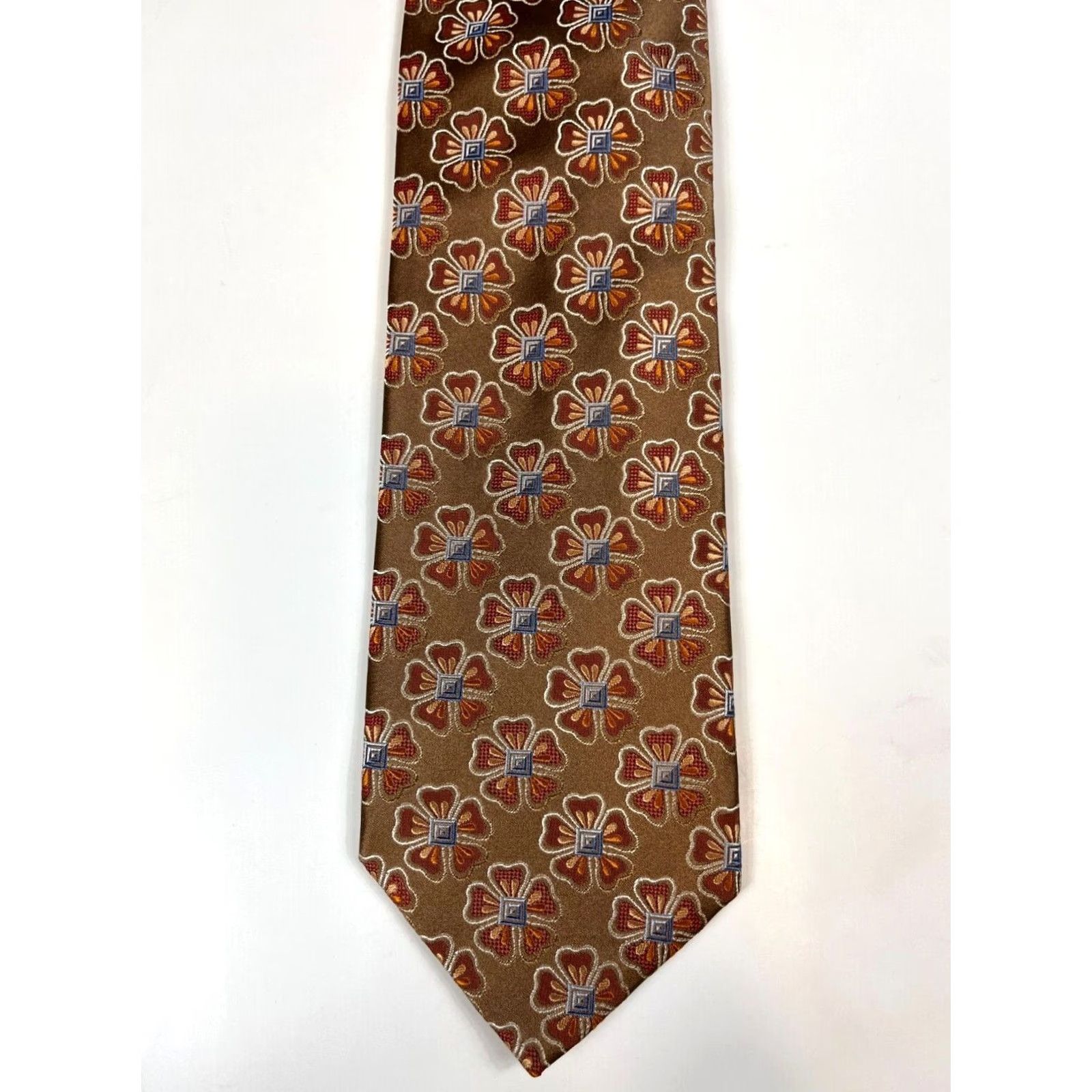 Ermenegildo Zegna VINTAGE Ermenegildo Zegna Silk Tie Floral - Men - Tie - Copper - 59" - 3.75" Wide - Made in Italy - Silk - Floral - Pre-owned - Men's Luxury Silk Tie Size ONE SIZE - 4 Thumbnail
