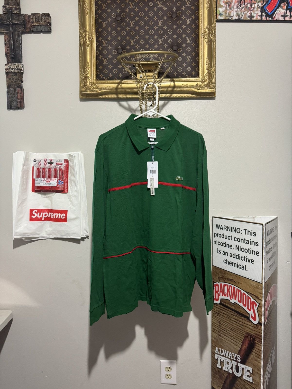 Lacoste × Supreme Supreme LACOSTE Pique Zip/Up Polo XL Green Size US XL / EU 56 / 4 - 1 Thumbnail