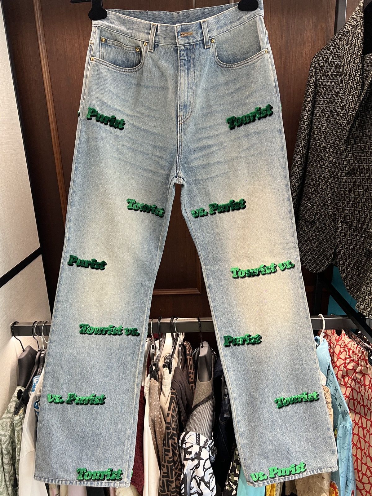 Louis Vuitton FW21 Tourist vs. Purist Tuffetage Embroidered Jeans