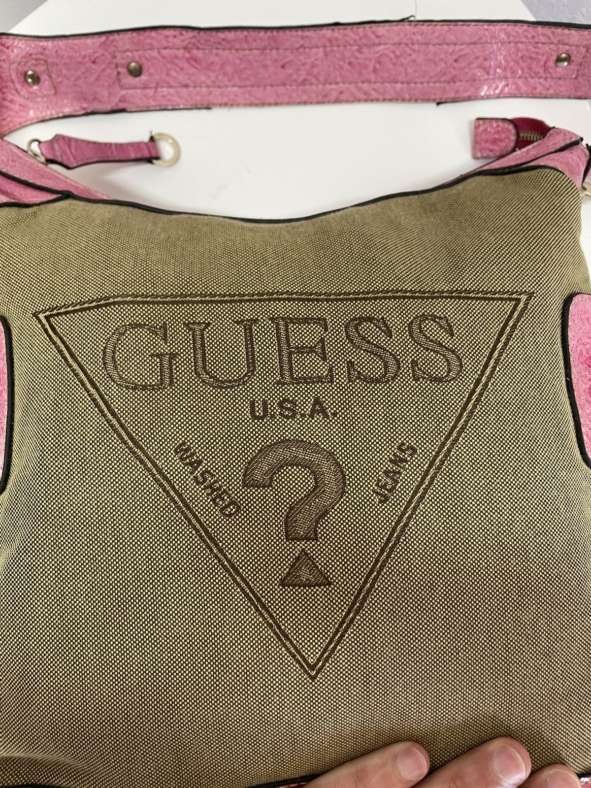 Guess Rare Y2K Vintage Guess Pink Baguette Shoulder Bag Denim Size ONE SIZE - 13 Thumbnail