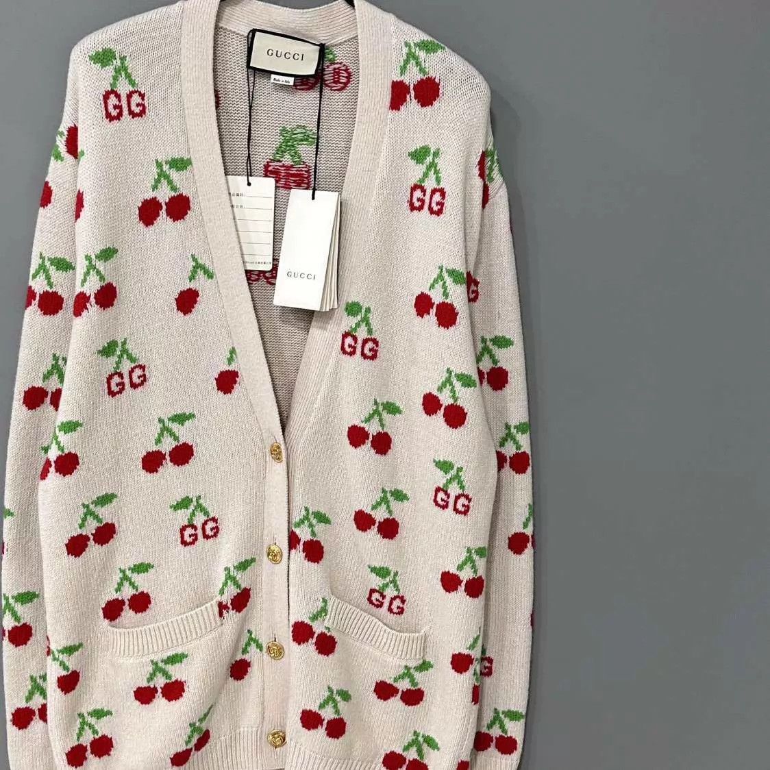 Gucci GUCCI Cherry Logo Wool Cardigan S Size S / US 4 / IT 40 - 2 Thumbnail