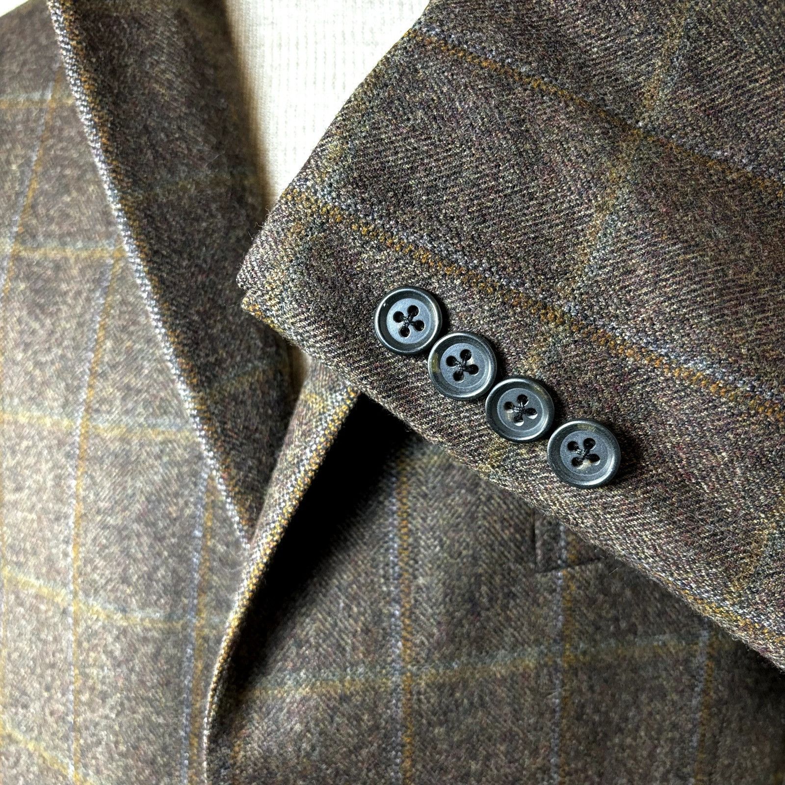 Other Gritti Zegna Sport Coat 50R It 40 US Windowpane Brown Flanne Size 40R - 7 Thumbnail