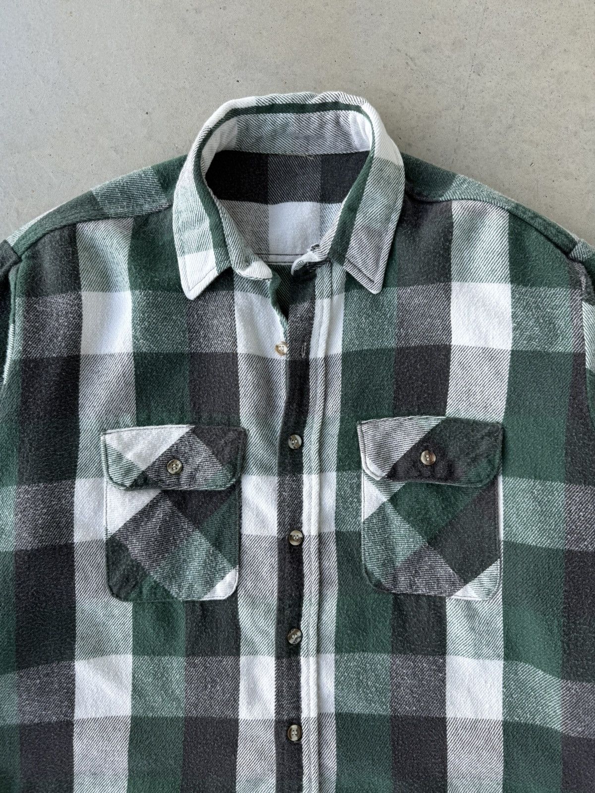 Vintage Vintage 80s Green and Plaid Cotton Flannel Size US XL / EU 56 / 4 - 3 Thumbnail