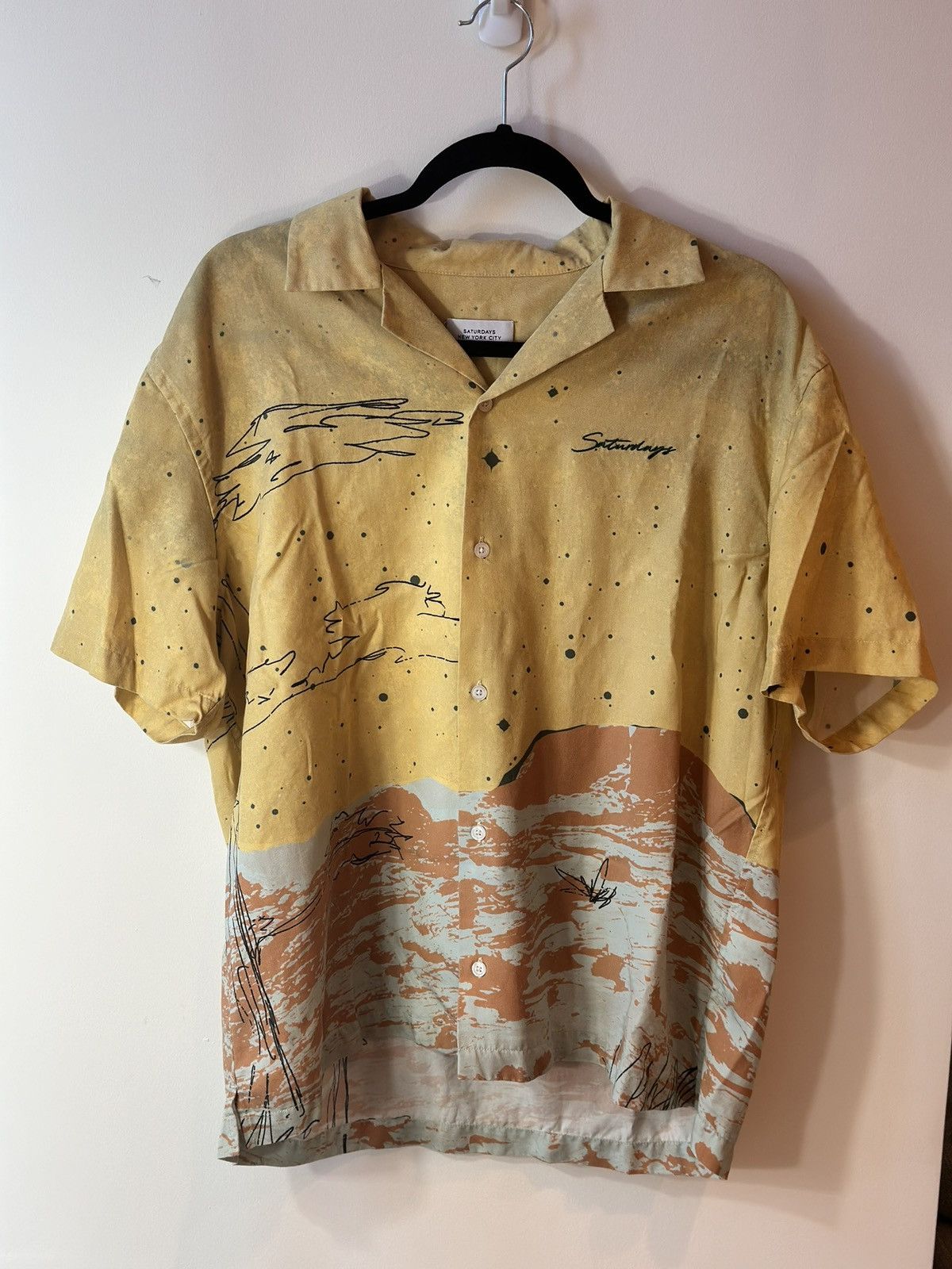 Saturdays NYC Total Pattern Rayon Open Collar Shirt