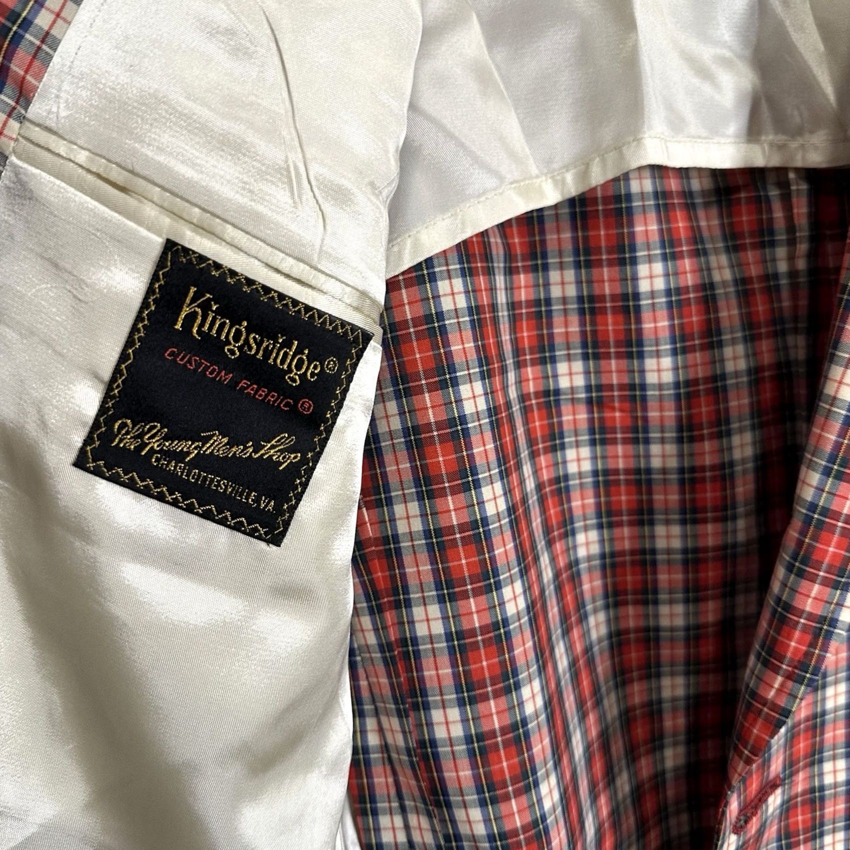 Vintage VINTAGE Kingsridge Sport Coat Red Jacket Blazer L/XL Button Up Plaid Mens Suit Size 42R - 4 Thumbnail
