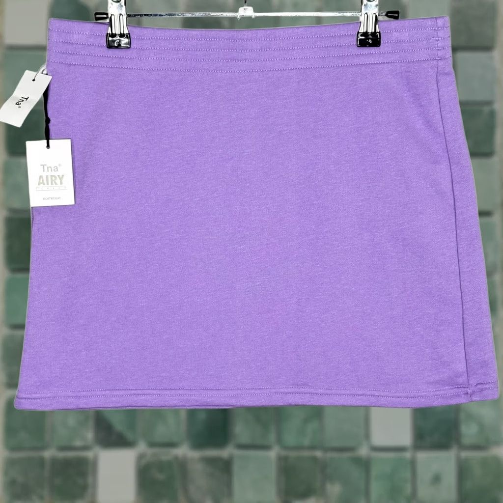 TNA Tna Womens Skirt Mini Pull On Fleece Lightweight Purple Cotton Blend Polyester Elastic Waist Casual Athleisure Size 32" / US 10 / IT 46 - 1 Thumbnail
