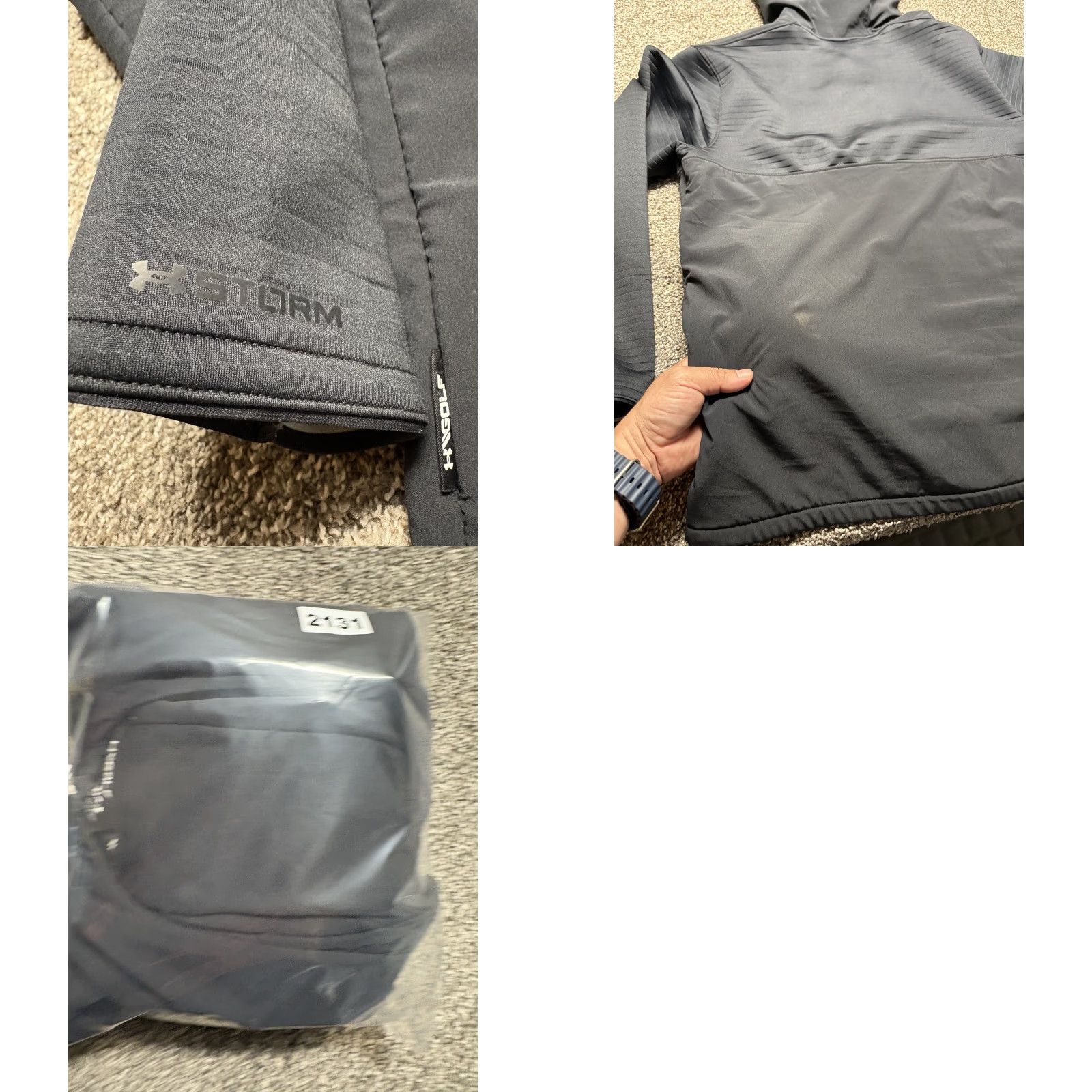 Under Armour Under Armour Storm Golf Jacket Mens XL Black Full Zip Quilted Hooded White Trim Size US XL / EU 56 / 4 - 9 Thumbnail