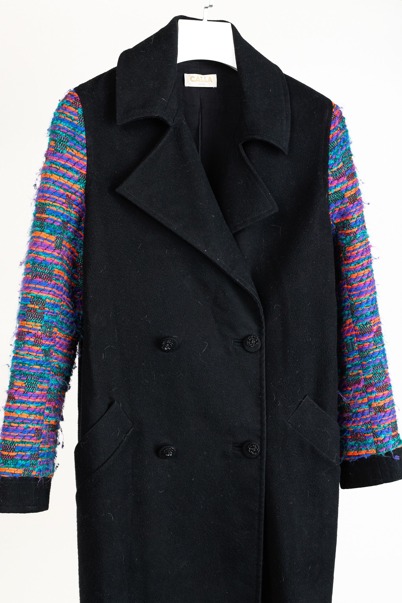 Other Calla Paris Fall 2013 Boucle Sleeve Multi-Material Pea Coat Size S / US 4 / IT 40 - 3 Thumbnail