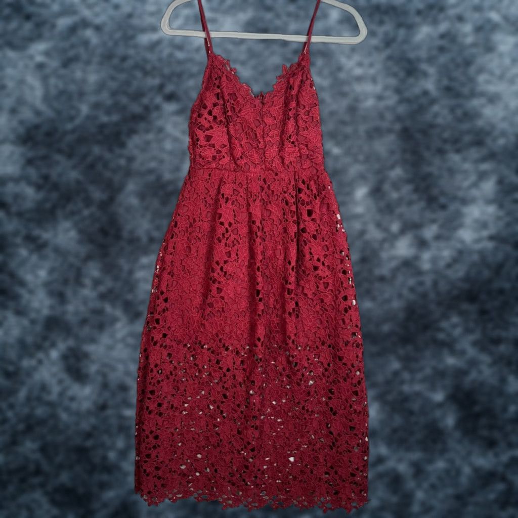 ASTR The Label VINTAGE ASTR The Label Burgundy Lace Midi Dress Fit & Flare  Spaghetti Straps Medium Womens | Grailed