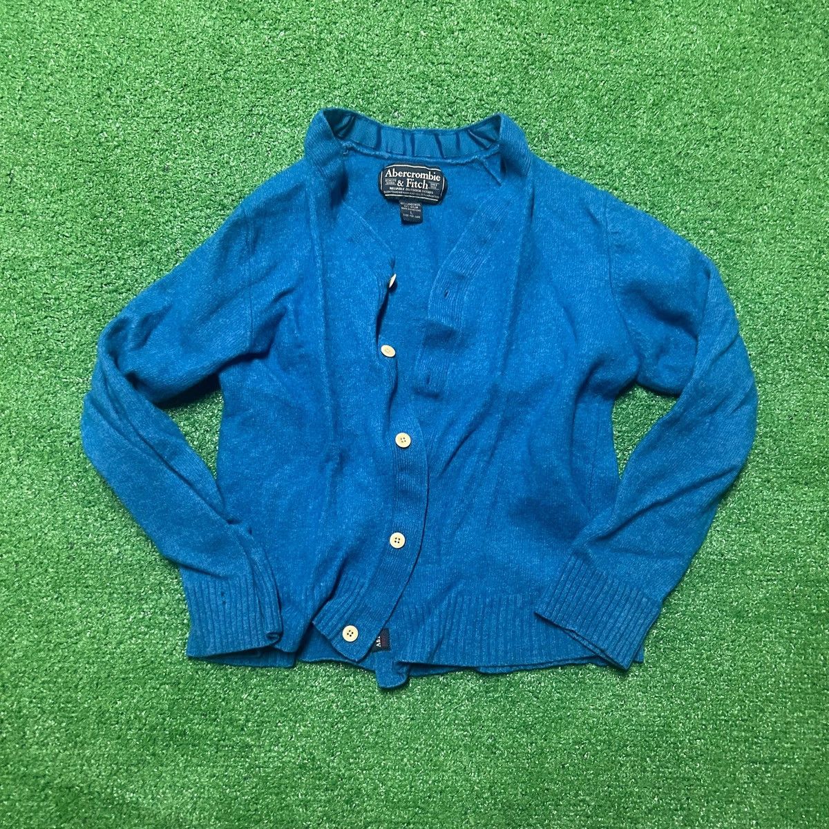 Abercrombie & Fitch Abercrombie & Fitch Lambswool Blend Blue Button Up Sweater Size US L / EU 52-54 / 3 - 1 Thumbnail