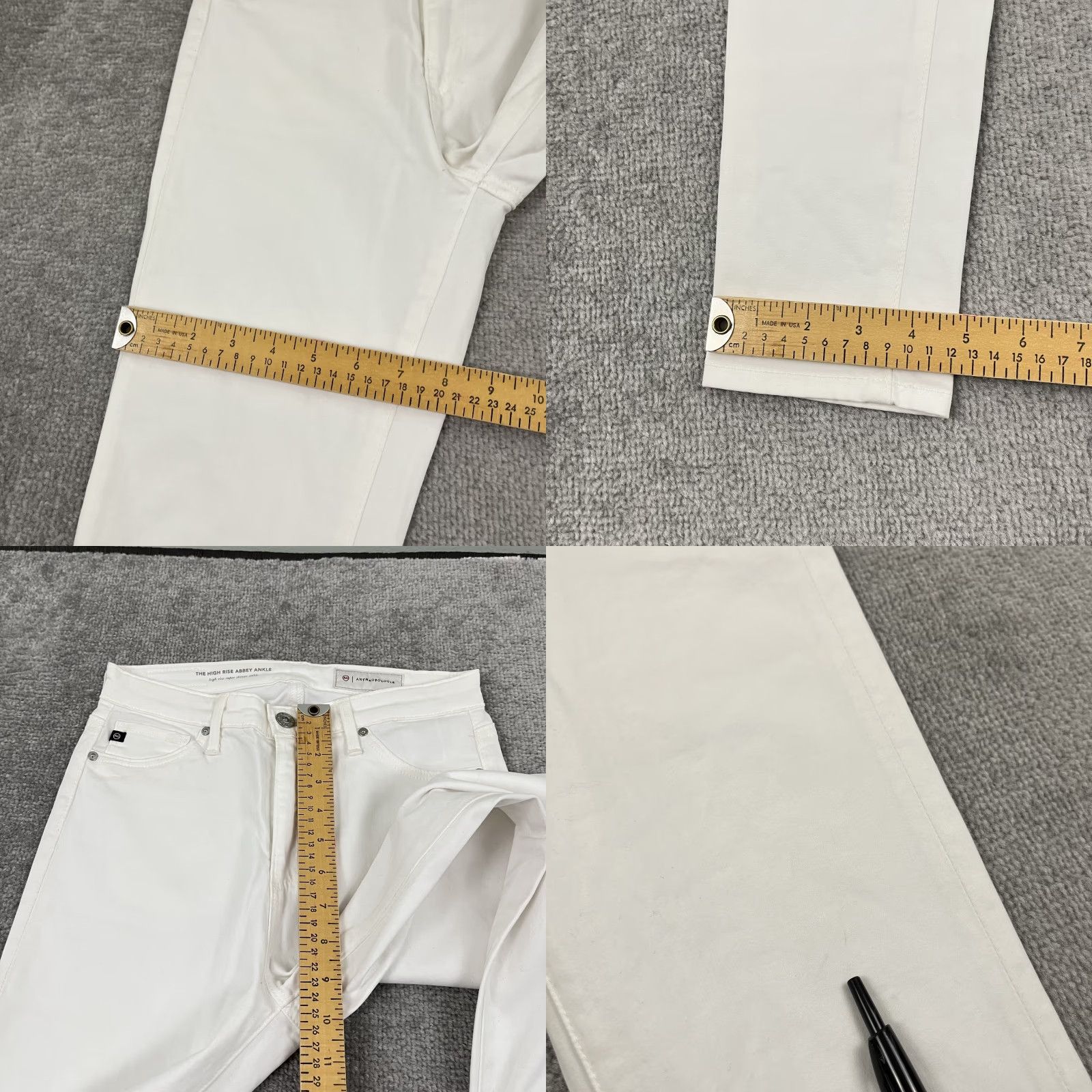 Vintage AG Adriano Goldschmied High Rise Abbey Ankle Pants Womens Sz 25 White Skinny Size 42" / US 20 - 8 Thumbnail