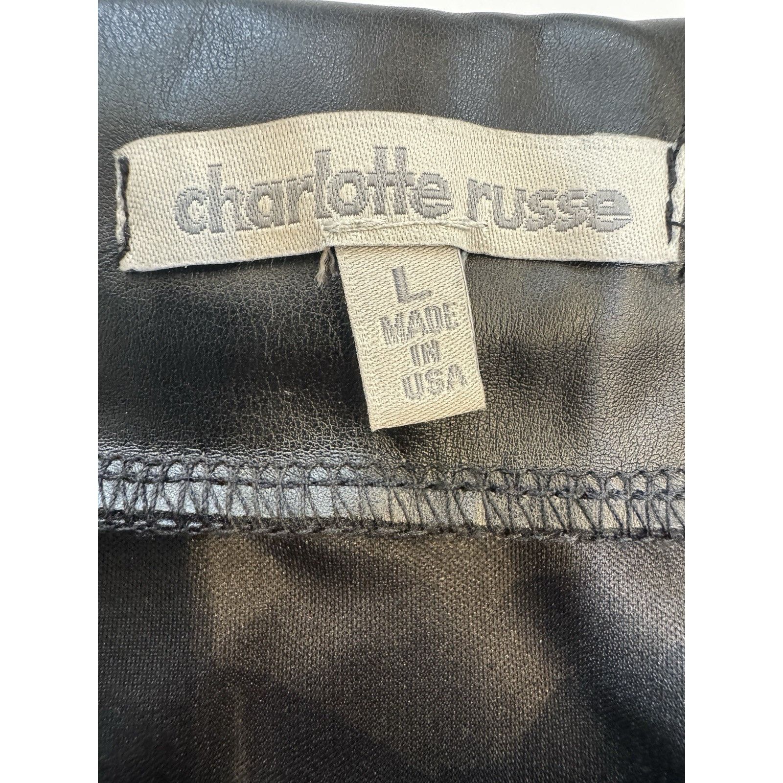 Other Charlotte Russe Skirt Womens L Faux Leather Mini Lace UpAsym Size 32" / US 10 / IT 46 - 2 Thumbnail