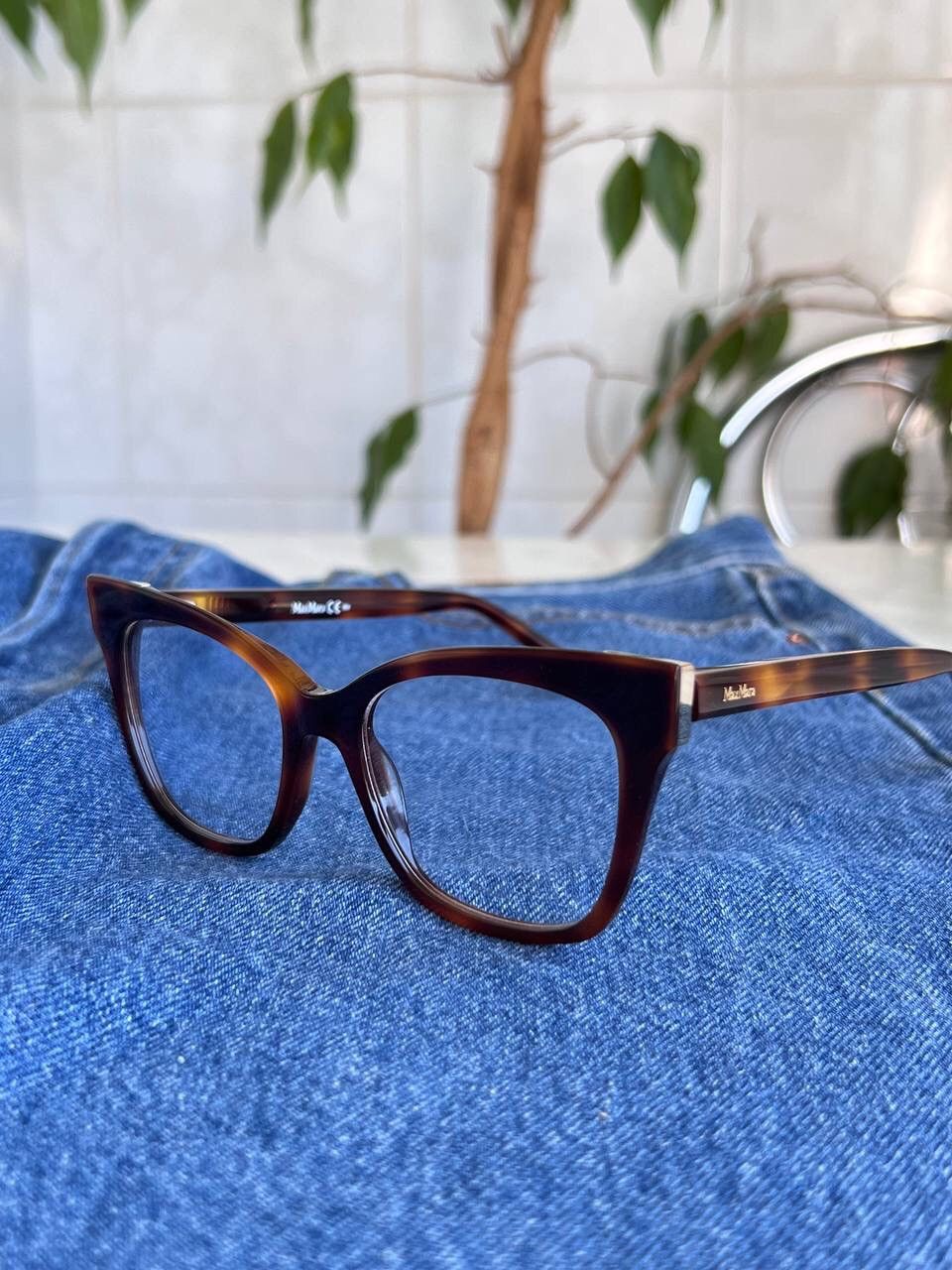 Designer × Vintage Max Mara '00s Double Logo Square Brown Frame Glasses Eyewear Size ONE SIZE - 4 Thumbnail
