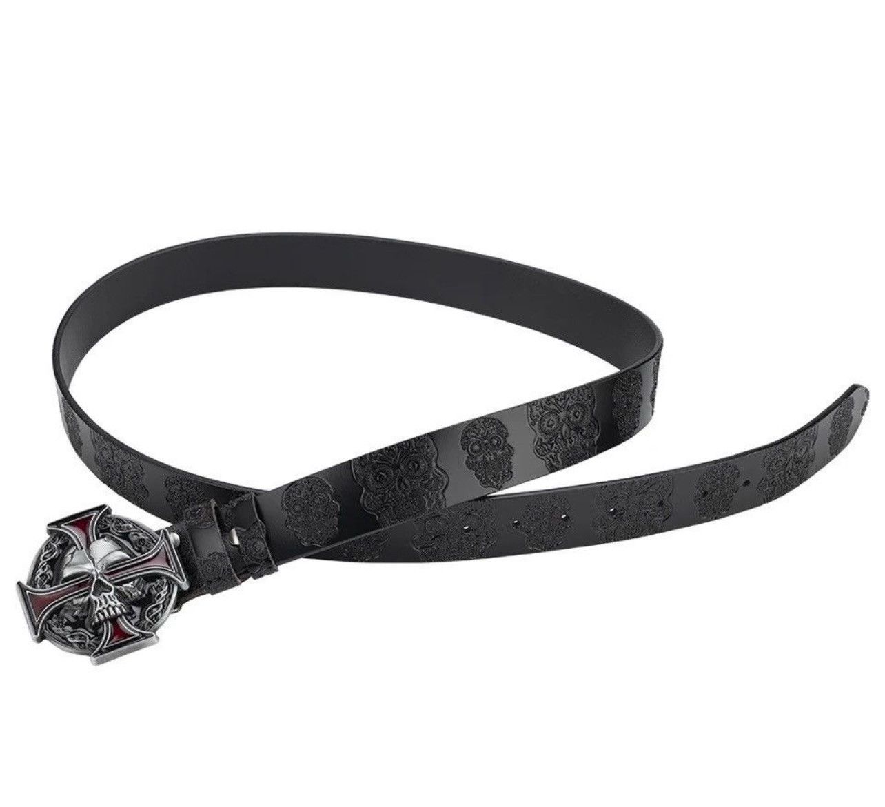 Leather Skull Leather Belt Size ONE SIZE - 4 Thumbnail