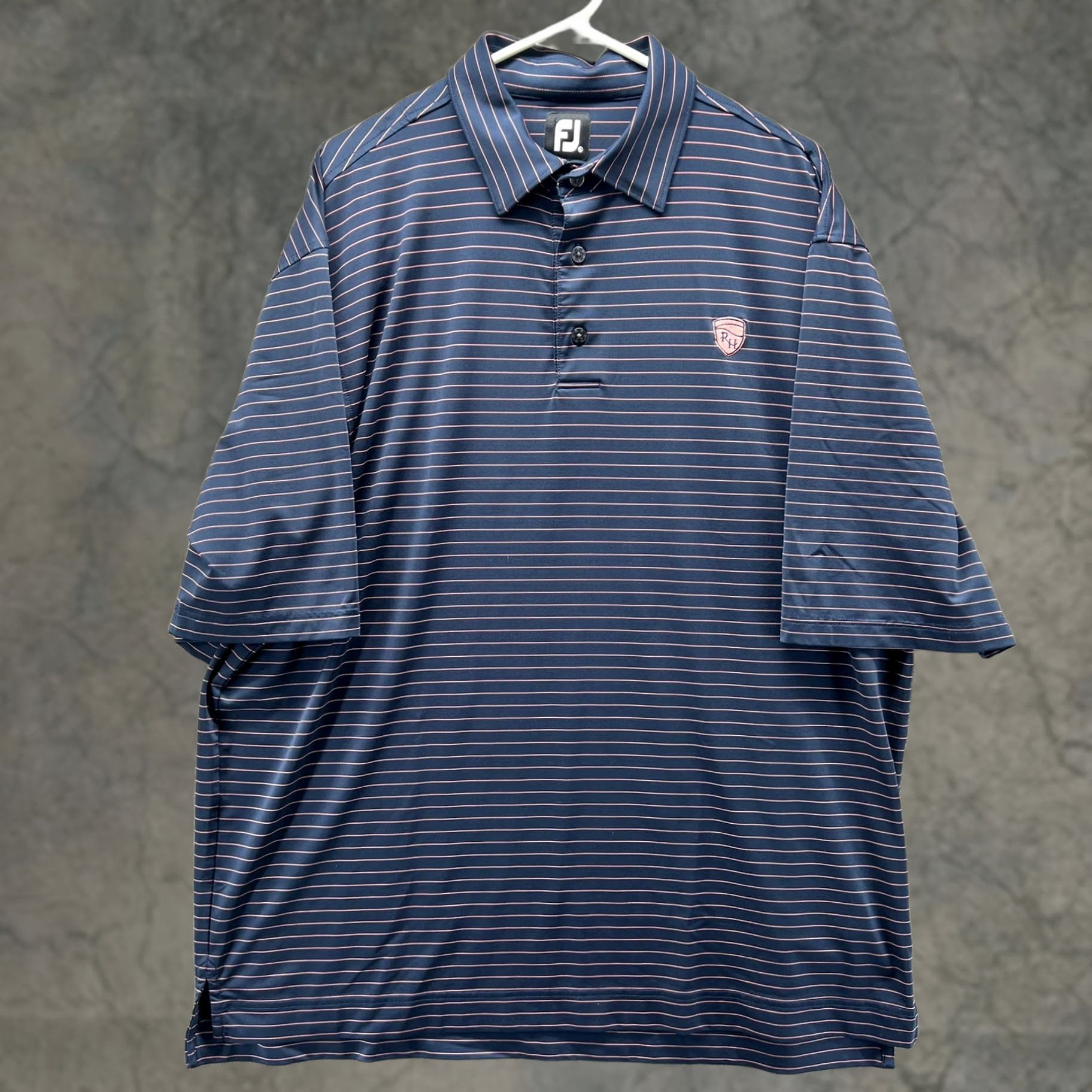 Footjoy FootJoy Polo Shirt Mens XL Navy Pink Stripe Short Sleeve Golf Performance Shirt Size US XL / EU 56 / 4 - 1 Thumbnail