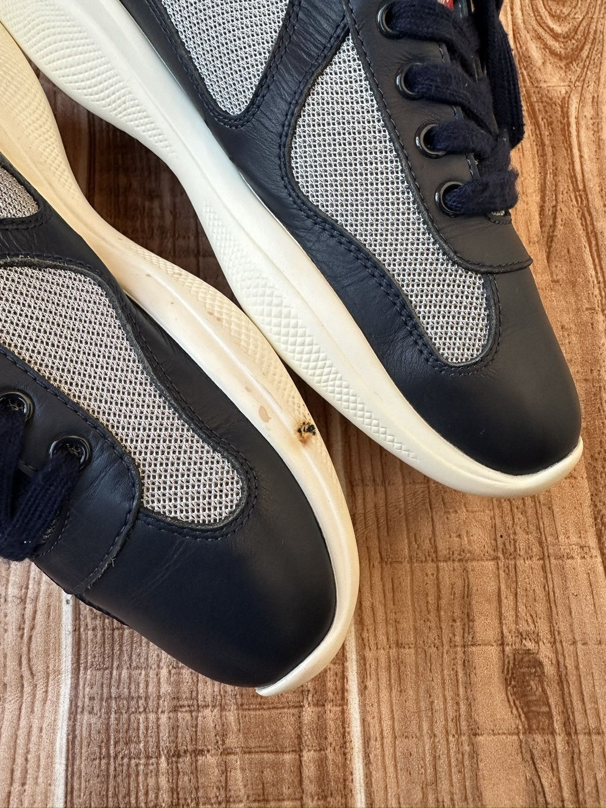 Prada Prada Americas Cup Blue Leather Low Top Sneaks Size US 6 / EU 39 - 9 Thumbnail