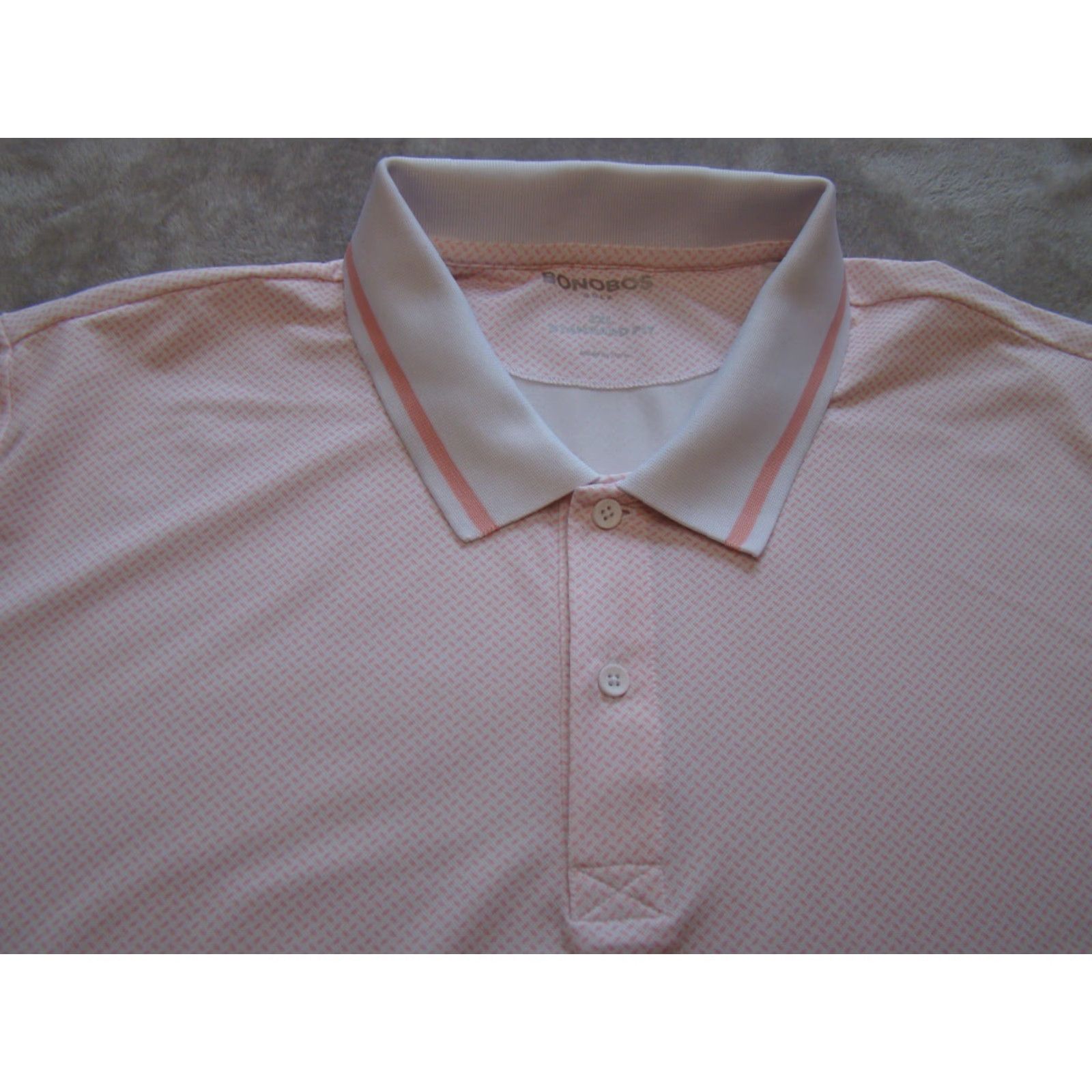 Bonobos Bonobos Polo Mens 2XL Short Sleeve Geometric Pink White Shirt Golf Regular Fit Size US XXL / EU 58 / 5 - 2 Thumbnail