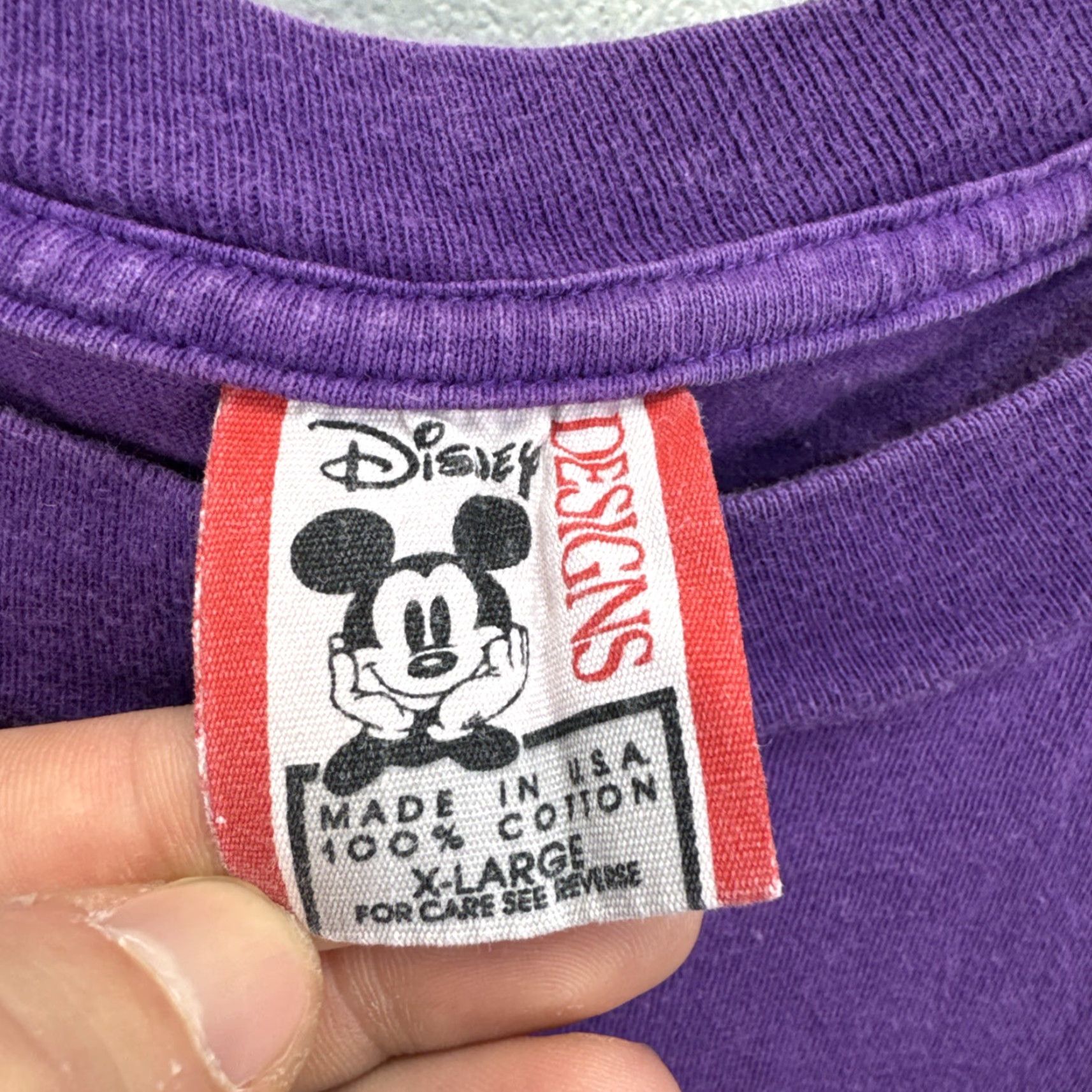 Disney VINTAGE Disney T-Shirt Unisex Adults XL Mickey Mouse Purple Crew Neck 90s Logo Graphic Print Found Season: Fall, Spring, Summer Size US XL / EU 56 / 4 - 3 Thumbnail