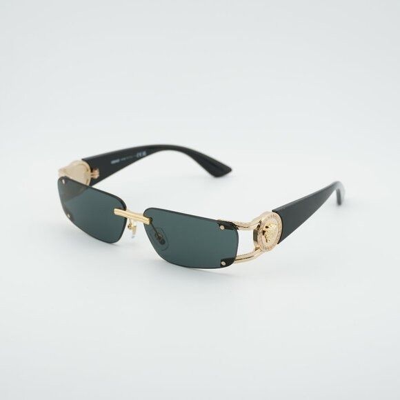 Versace Versace VE2291 100287 Sunglasses Gold/Black Rectangle Frame Size ONE SIZE - 1 Thumbnail