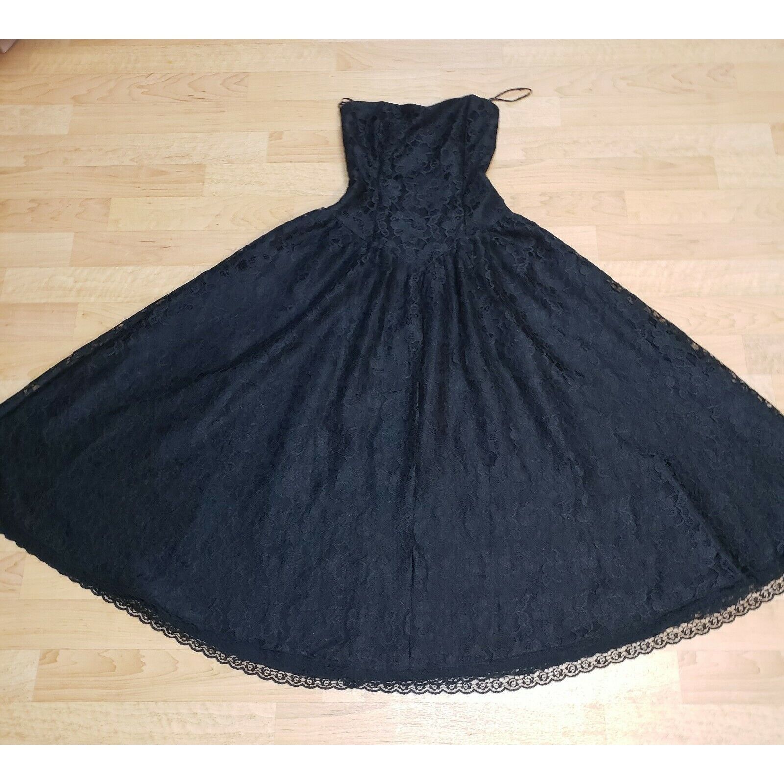 Vintage Vtg Strapless Corset Dress Womens 10 Black Lace NYE Cocktail Size S / US 4 / IT 40 - 4 Thumbnail
