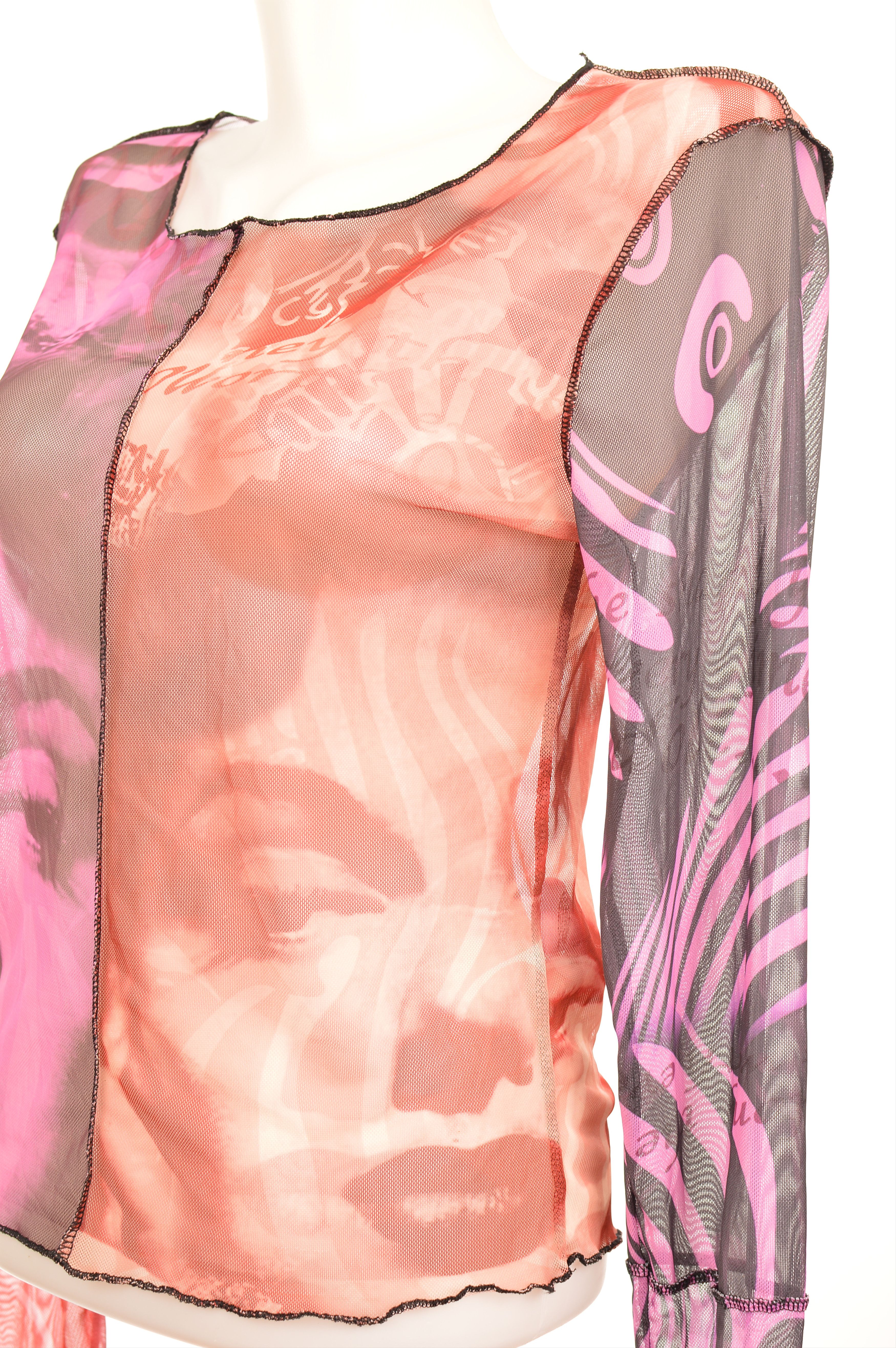 Vintage NGOrder Womens All-Print Mesh Top Shirt Size M / US 6-8 / IT 42-44 - 3 Thumbnail
