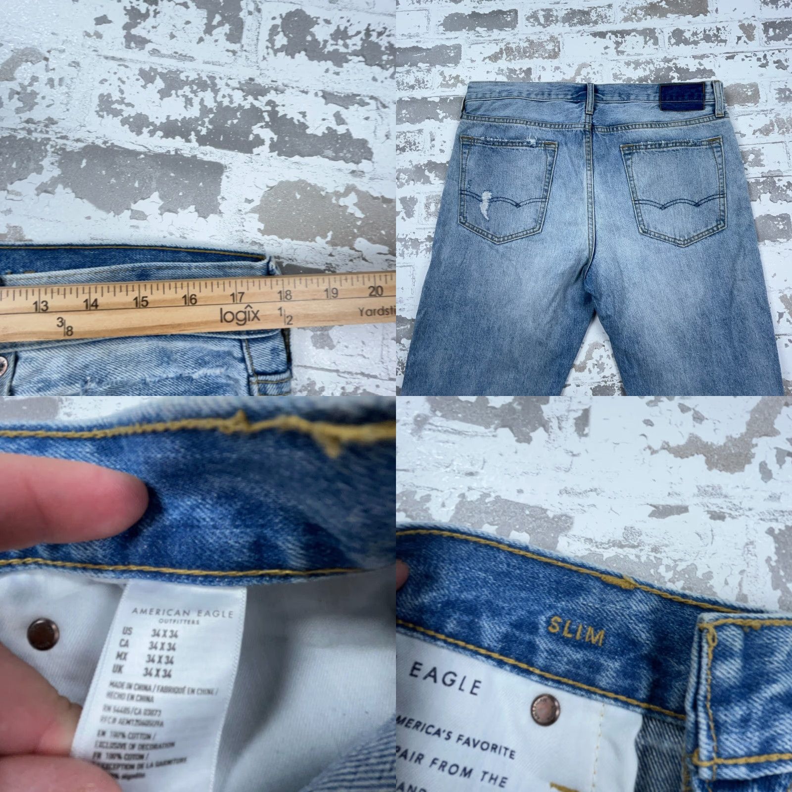 American Eagle Outfitters American Eagle Outfitters Jeans Men 34x34 Slim Straight Light Flex Blue Denim Size US 34 / EU 50 - 8 Thumbnail