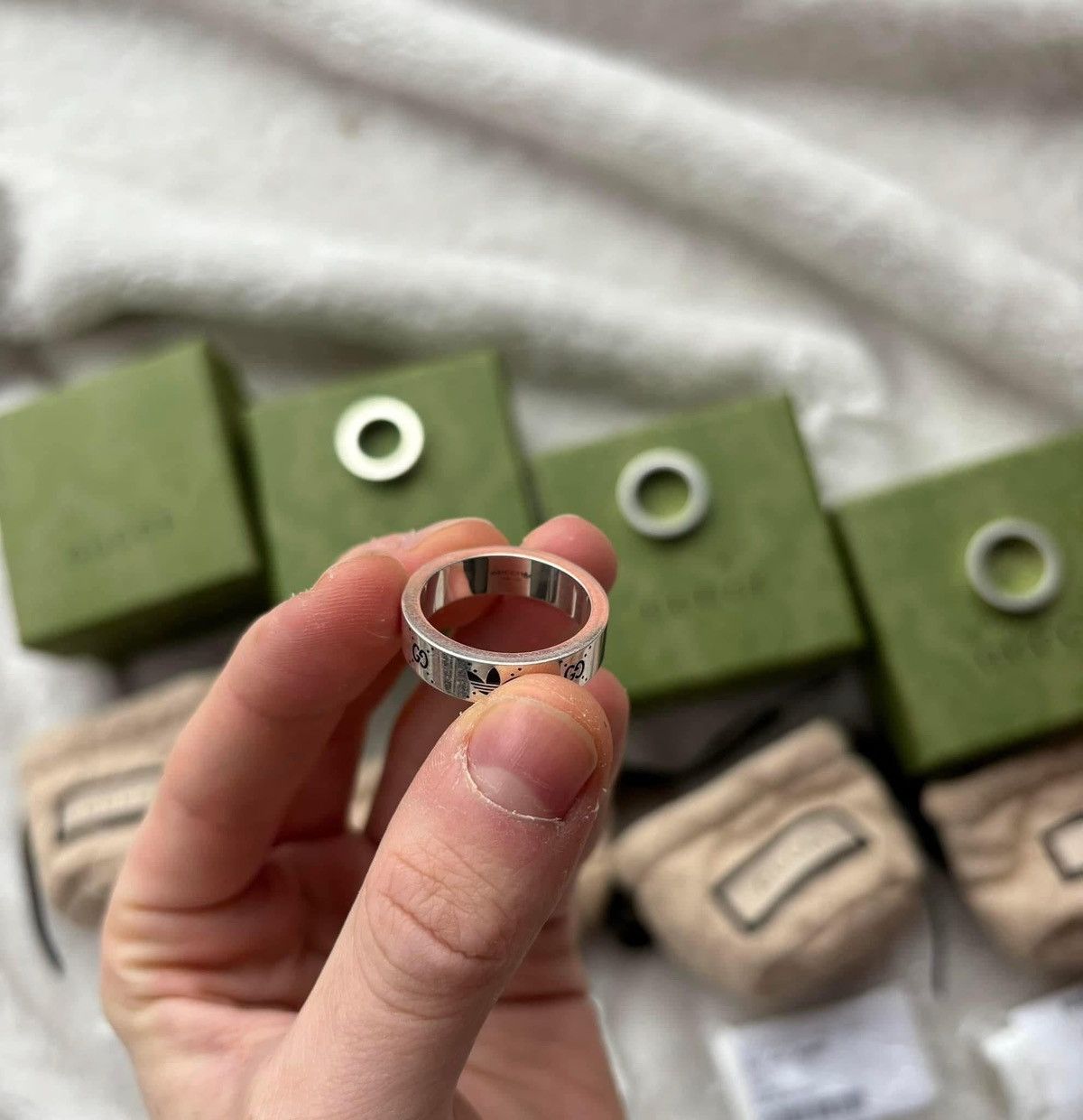 Adidas × Gucci Gucci x Adidas Silver Logo Ring - Size: 22IT Size ONE SIZE - 3 Thumbnail