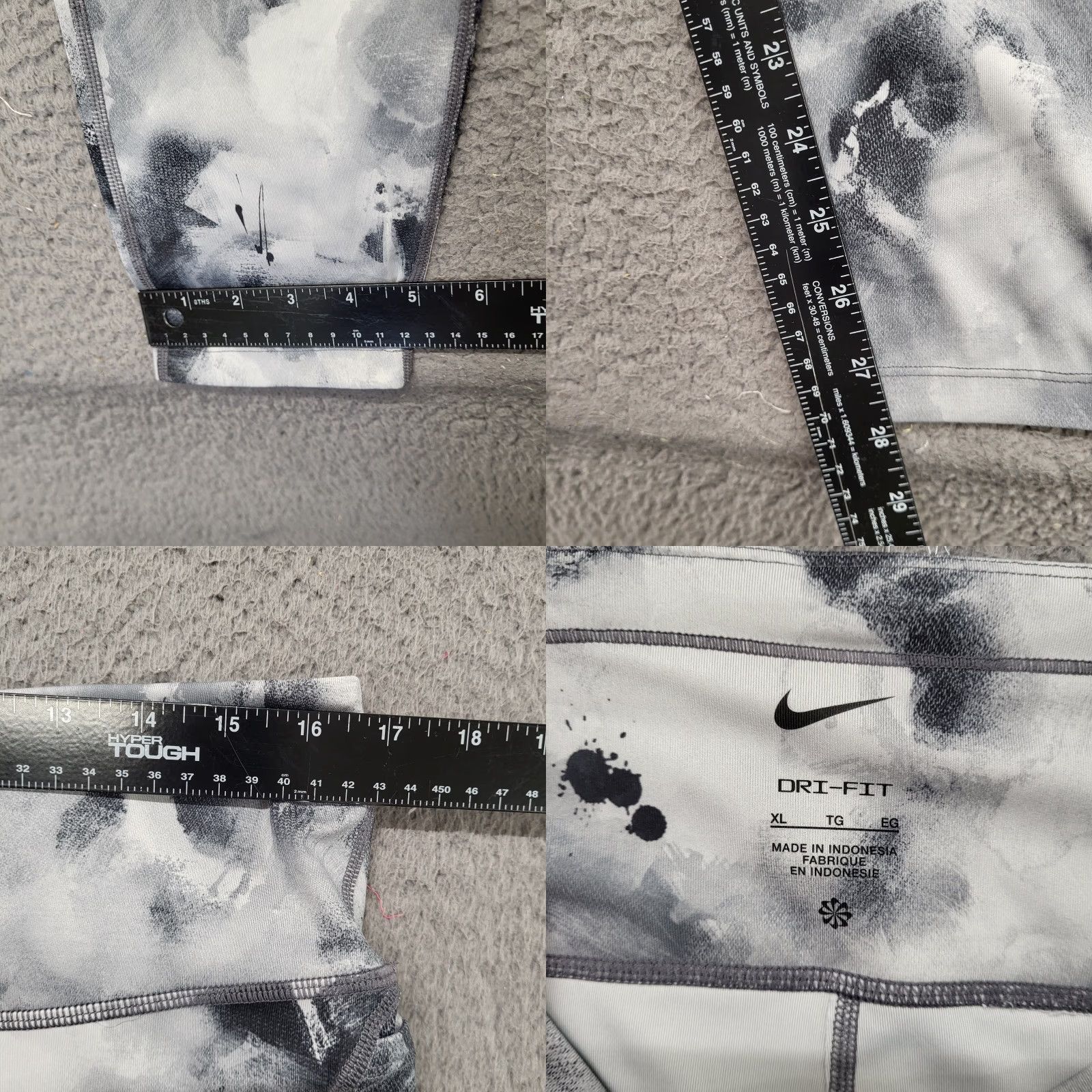 Nike Nike Air Leggings Women XL Grey Marble Pattern Dri-Fit Gym Workout Athletic Compression Skinny Size 40" / US 18 - 8 Thumbnail