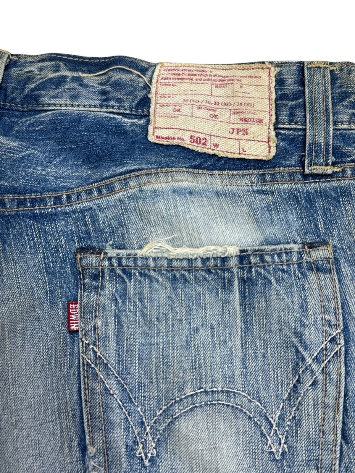 Edwin × Japanese Brand VINTAGE EDWIN 502 SUN FADED CLAWS MARKS DISTRESSED DENIM Size US 34 / EU 50 - 16 Thumbnail