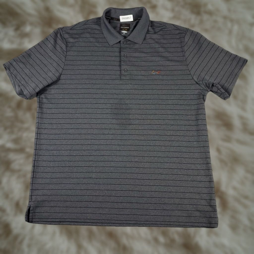 Vintage Greg Norman Polo Shirt Mens XL Gray Striped Polo Shirt Casual Golf Short Sleeve Button-Front Logo Nike? Size US XL / EU 56 / 4 - 1 Thumbnail
