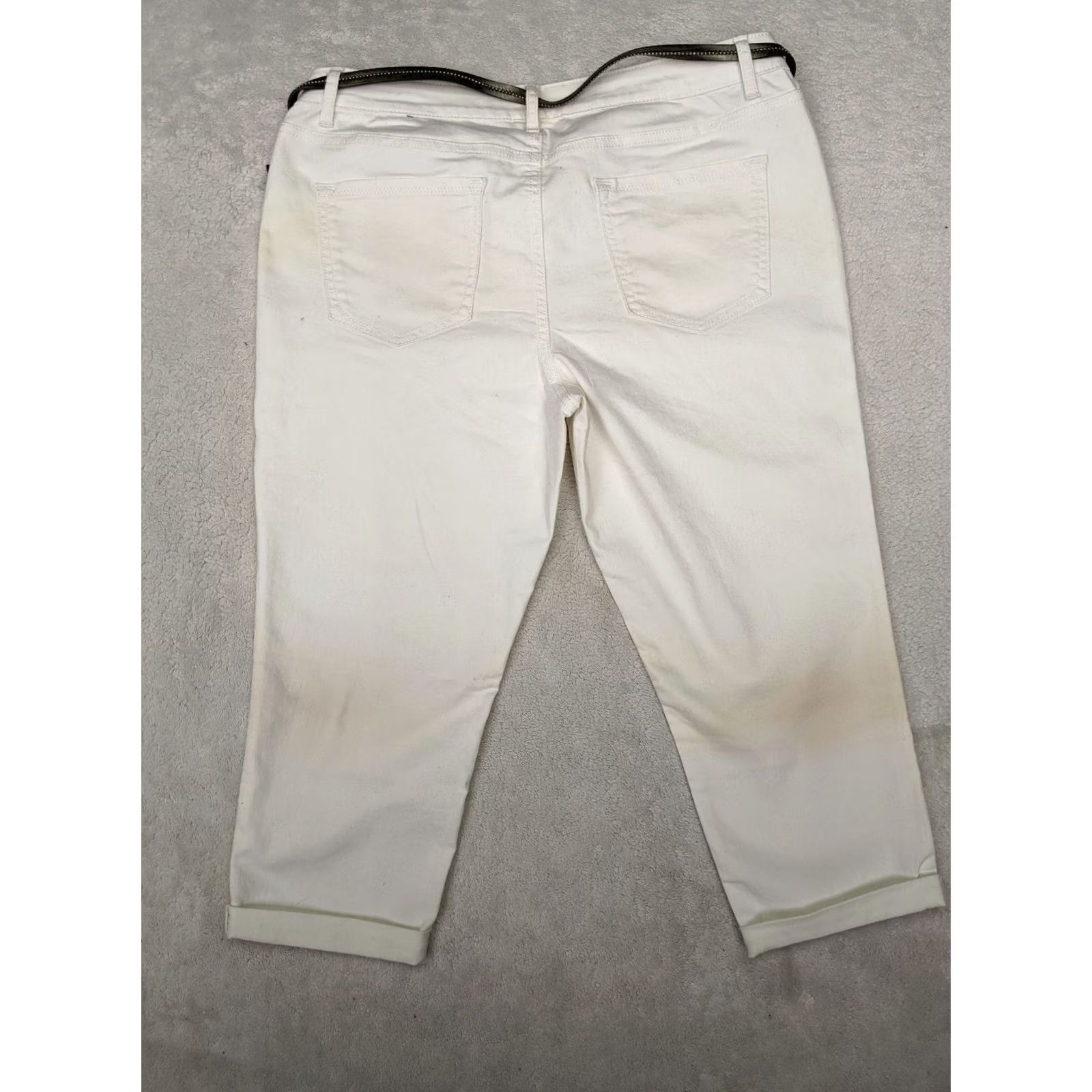Apt. 9 Apt 9 Slim Capri Womens 14P White Beige Fade Jean Mid Rise Belt Capri Jeans Womens 14P Mens? Size 36" / US 14 / IT 50 - 5 Thumbnail