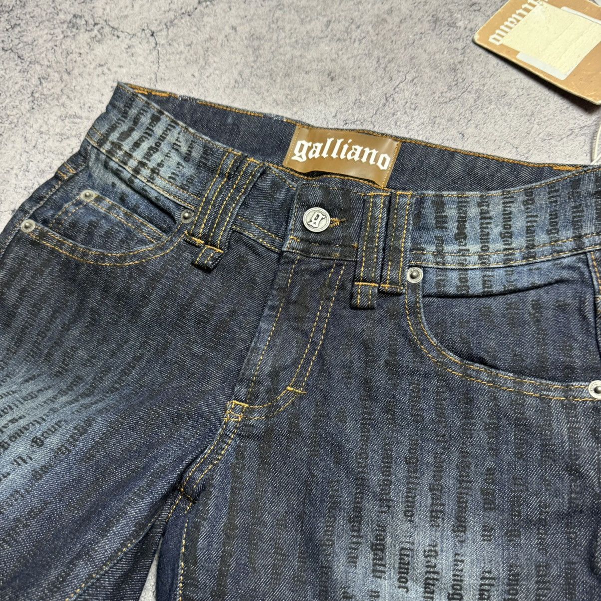 John Galliano NEW Galliano Y2K 00s Multi Logo Jeans Size 25" / US 0 / IT 36 - 6 Thumbnail
