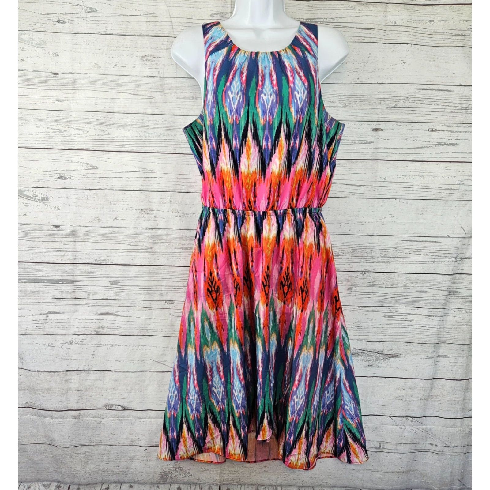 Athleta VINTAGE? No. Athleta Womens Ikat Martinique Dress Sz Small Pink Blue Tassels Sleeveless Size S / US 4 / IT 40 - 2 Thumbnail