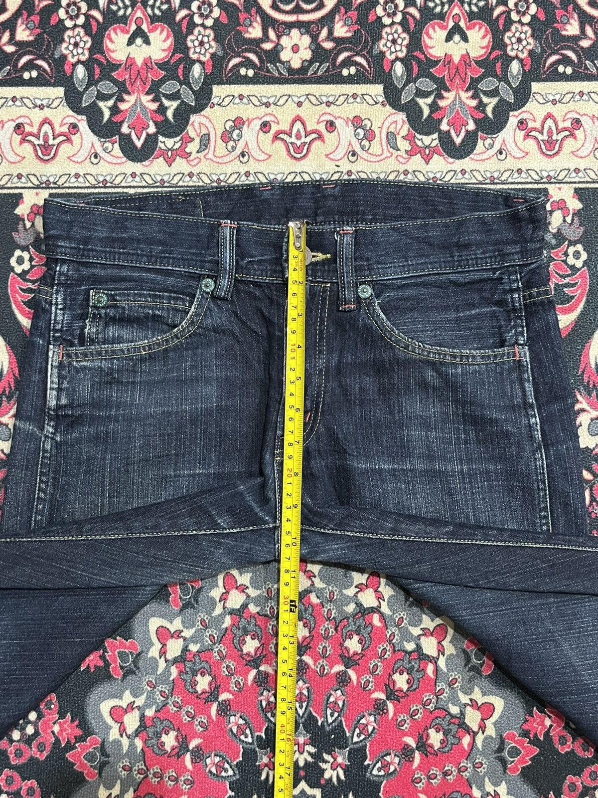 Le Grande Bleu (L.G.B.) Vintage Japanese Brand GL Heart Dark Blue Wash Straight Jean Size US 31 - 13 Thumbnail