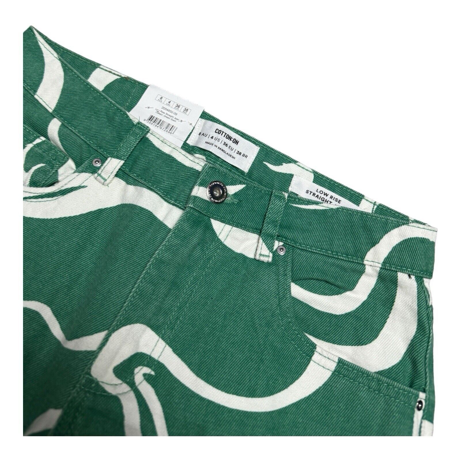 Cotton On Cotton On RECYCLED Low Rise Straight Green Swift Denim Jeans Size 27" / US 4 / IT 40 - 5 Thumbnail