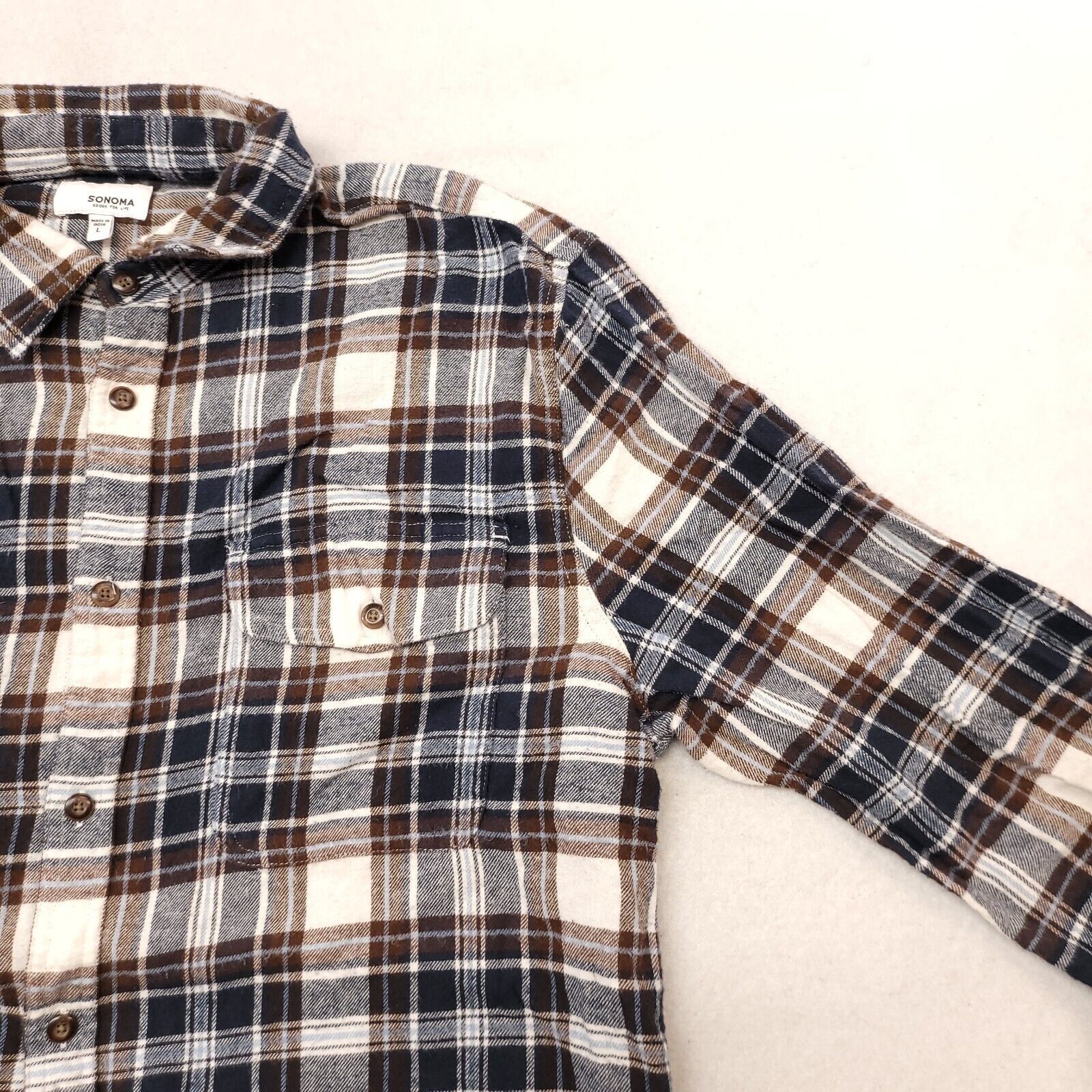 Sonoma Sonoma Tartan Flannel Shirt Mens Size Large L Blue White Size US L / EU 52-54 / 3 - 5 Thumbnail