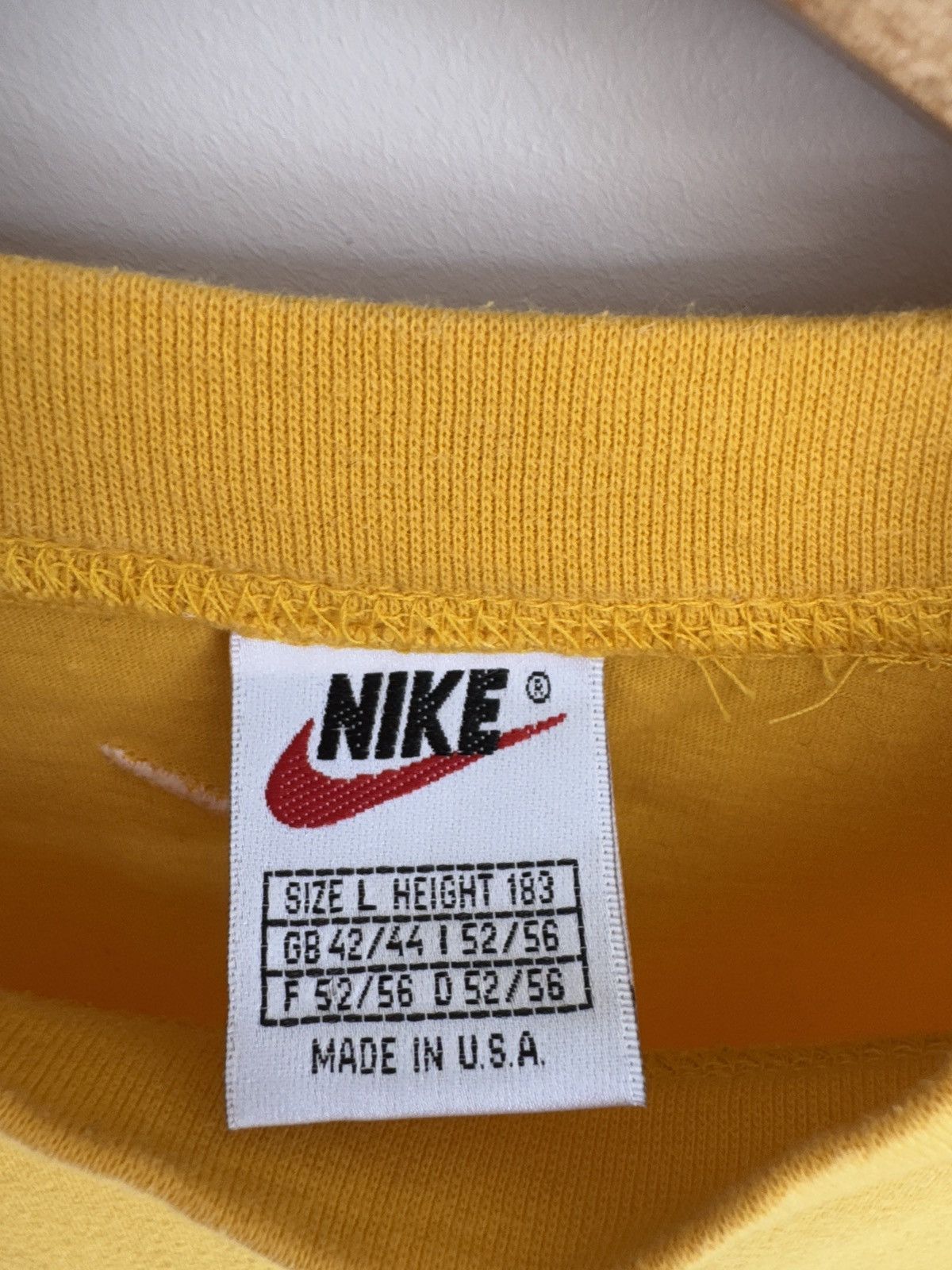Nike Vintage Nike Yellow Embossed Logo Tee - Made in USA - Size L Size US L / EU 52-54 / 3 - 2 Thumbnail