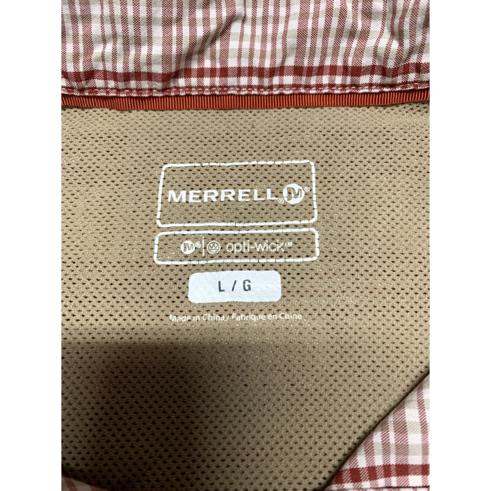 Merrell MERRILL Shirt Men’s LARGE Long Sleeve Button Front OPTI-WICK RUST TAN PLAID EUC Size US L / EU 52-54 / 3 - 3 Thumbnail