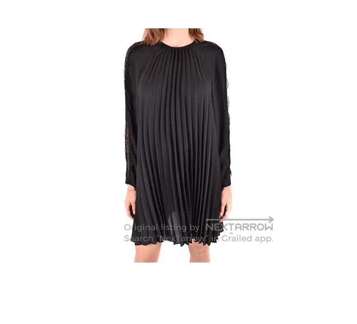 Valentino Valentino Solid color crew neck pleated long-sleeved dress Size S / US 4 / IT 40 - 1 Thumbnail