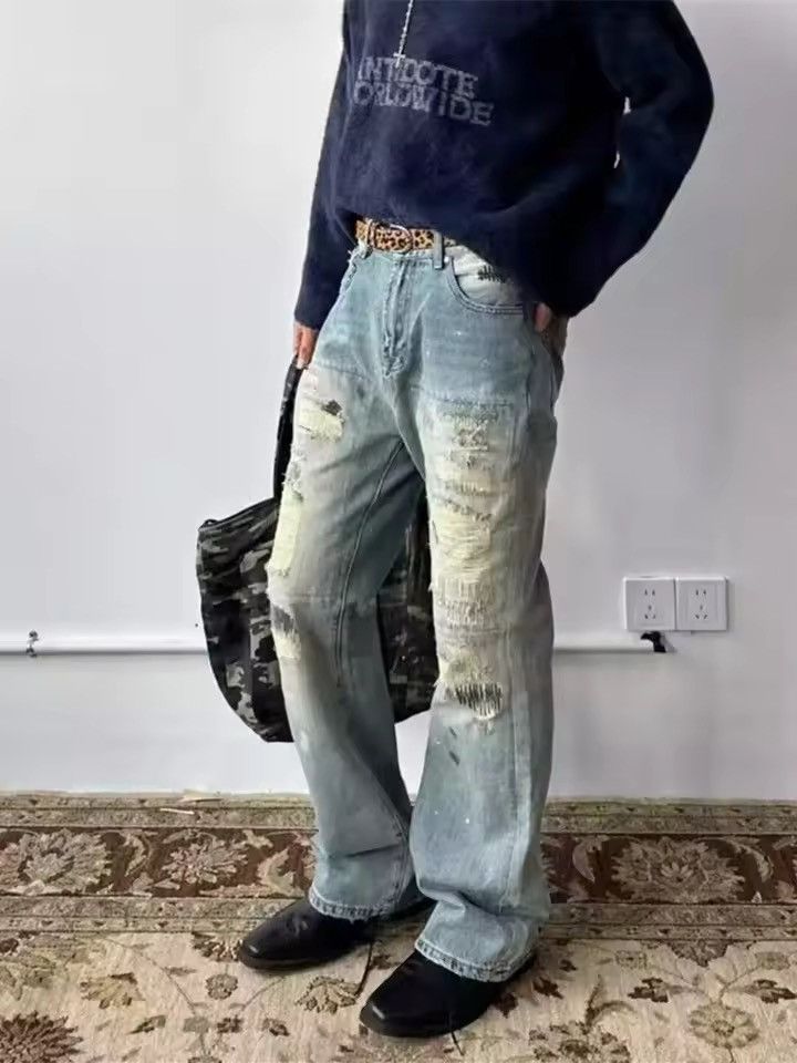 Vintage VIBE High Street Distressed Tassel Washed Distressed Jeans Size US 26 / EU 42 - 3 Thumbnail