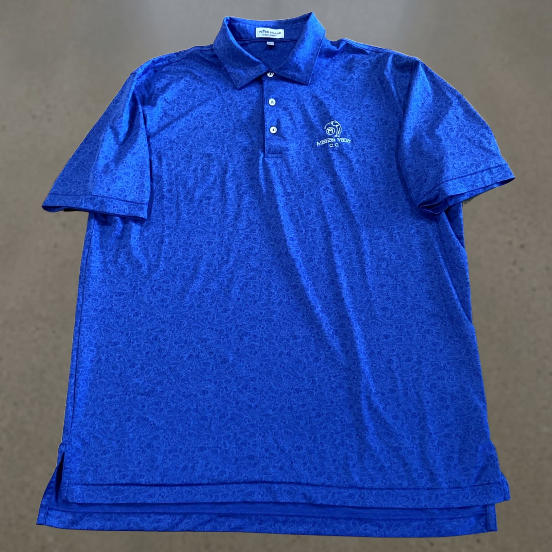 Peter Millar Peter Millar Crown Sport Polo Shirt Men L Blue Short Sleeve Collared Sports Moisture Wicking Lightweight Polyester Spandex Graphic Print Size US L / EU 52-54 / 3 - 1 Thumbnail
