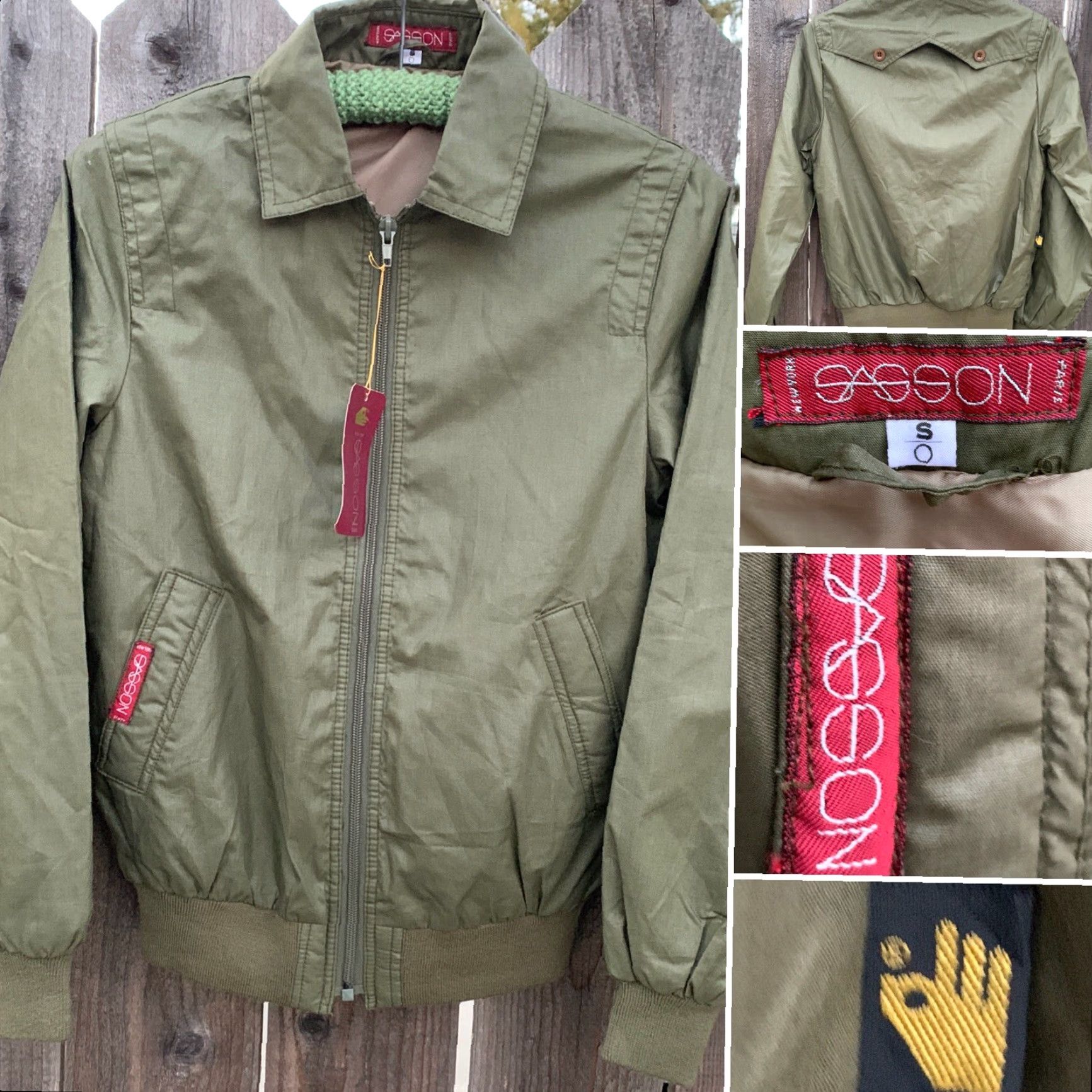Vintage VINTAGE Sasson New York Paris Windbreaker Jacket 1980s Size S Green Women Mens Small Olive Army Green Jacket Size S / US 4 / IT 40 - 7 Thumbnail