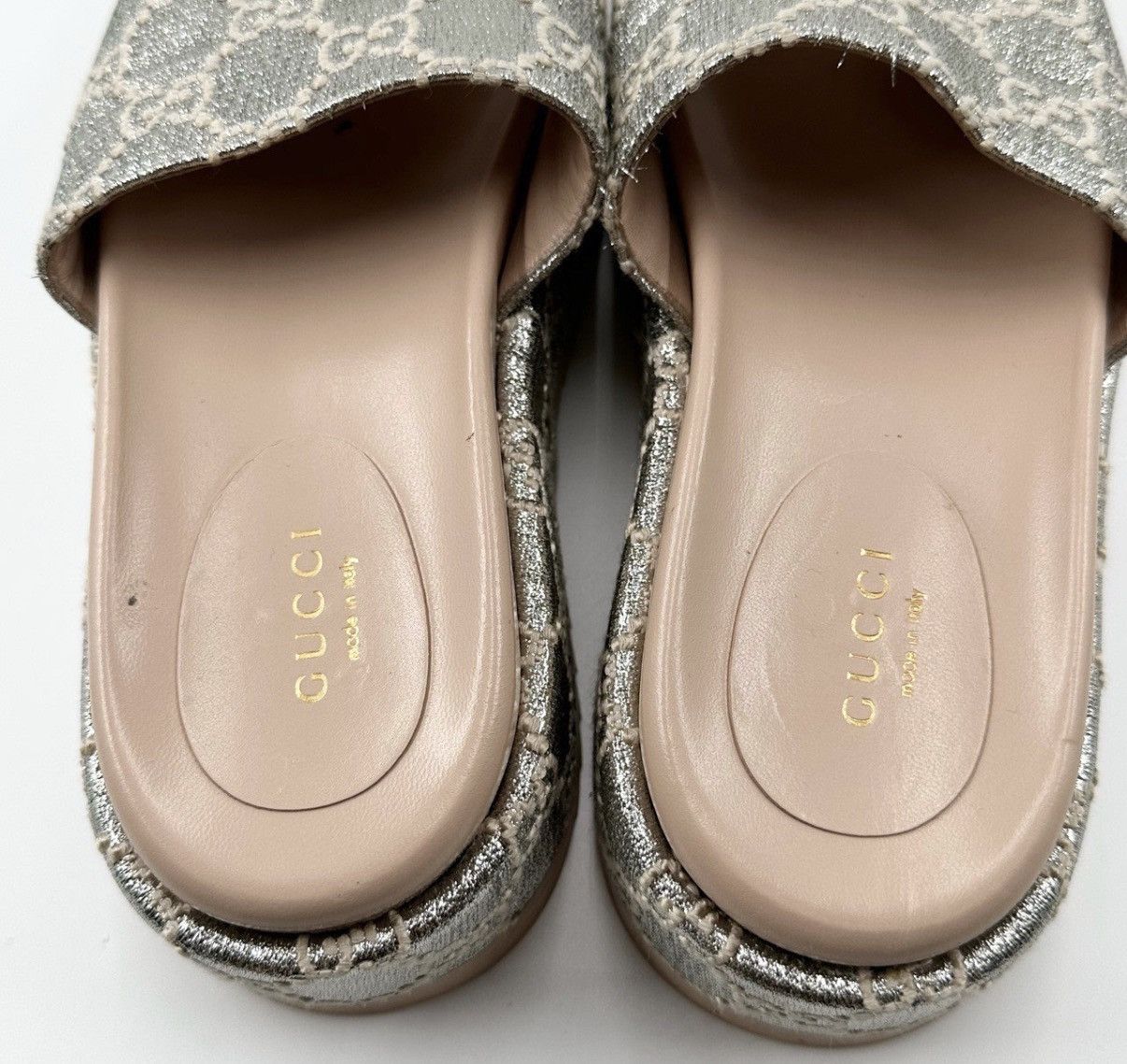 Gucci Gucci/Double G Logo Silver Platform Slides K12 Size US 5 / IT 35 - 4 Thumbnail