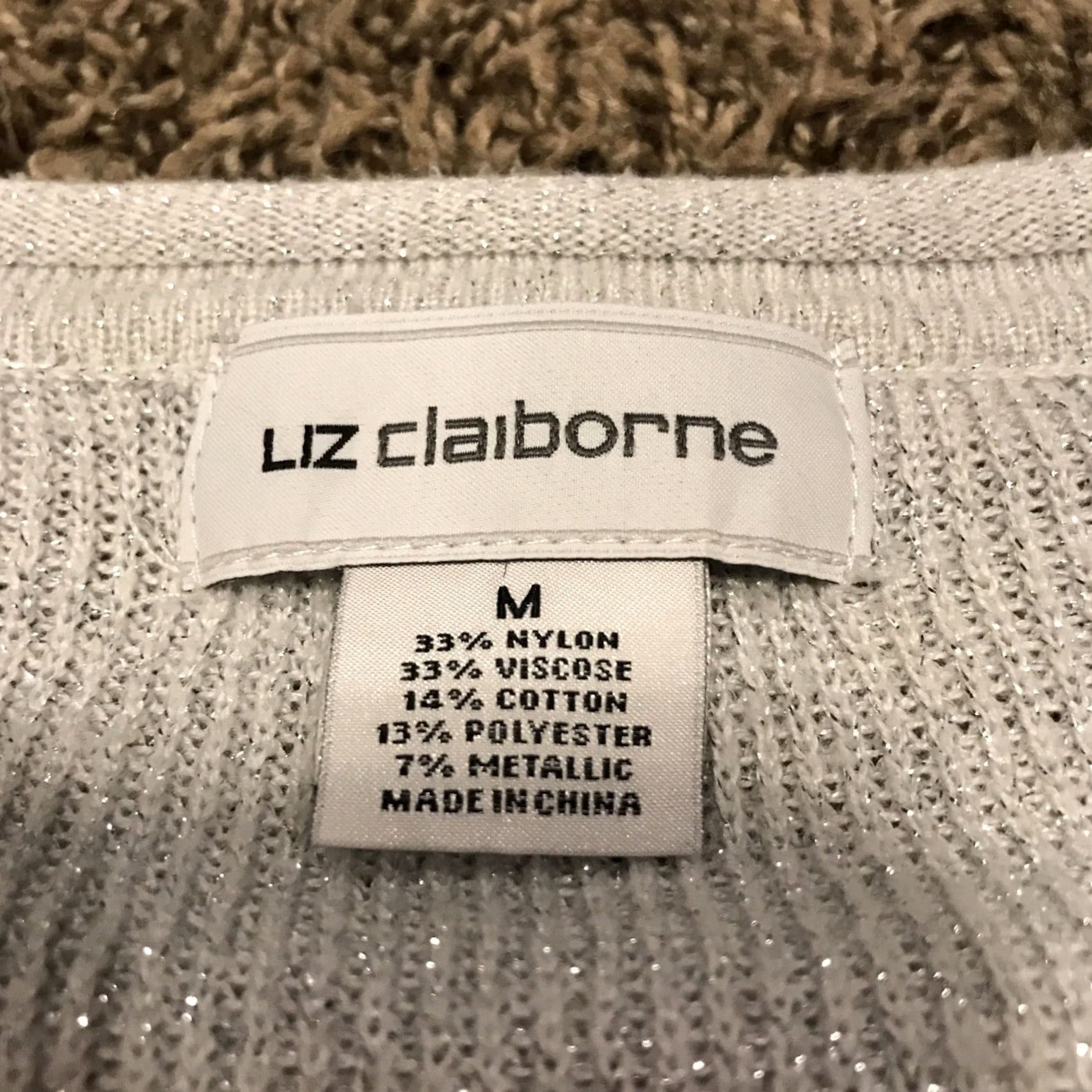 Liz Claiborne Liz Claiborne Womens M Gray Glitter Lightweight Sweater A4 Size M / US 6-8 / IT 42-44 - 2 Thumbnail