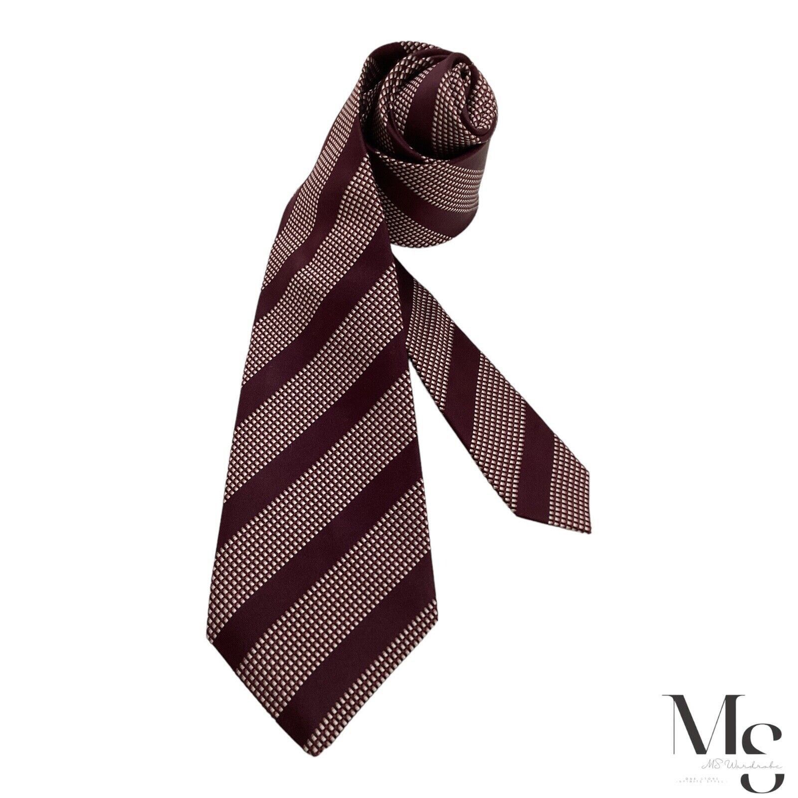 Hugo Boss BOSS SELECTION Trifold Violet Striped Silk Tie Italy W: 3.4 Size ONE SIZE - 1 Thumbnail