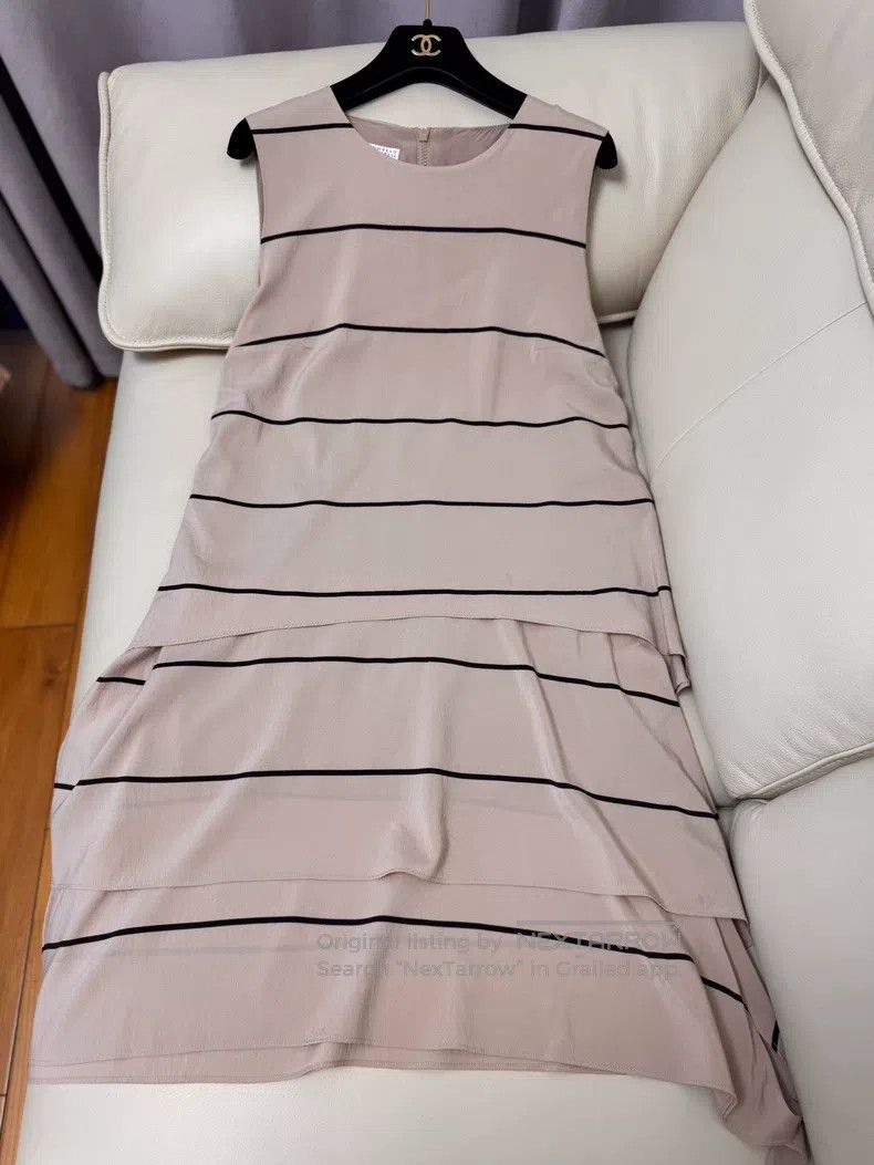 Brunello Cucinelli Brunello Cucinelli Striped Silk Dress Size M / US 6-8 / IT 42-44 - 3 Thumbnail