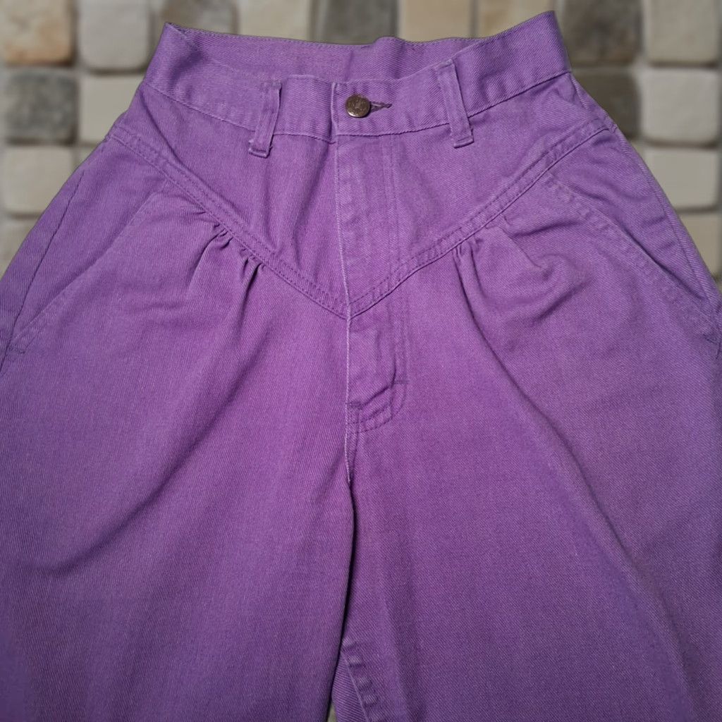 Vintage VINTAGE L'Abeille Sport by Beeline Pants Ladies 80s 90s Purple Pleated Drop Waist 23x27 Slim Tapered Crew Hem Size 32" / US 10 / IT 46 - 1 Thumbnail