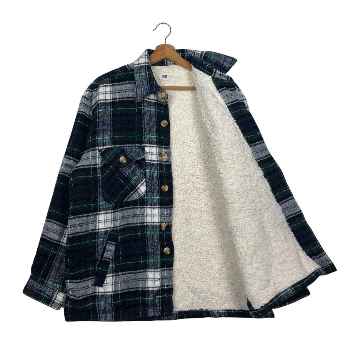 Japanese Brand 📌Vintage Button Jacket Dadge Tartan Design Sherpa Lining Size US L / EU 52-54 / 3 - 12 Thumbnail