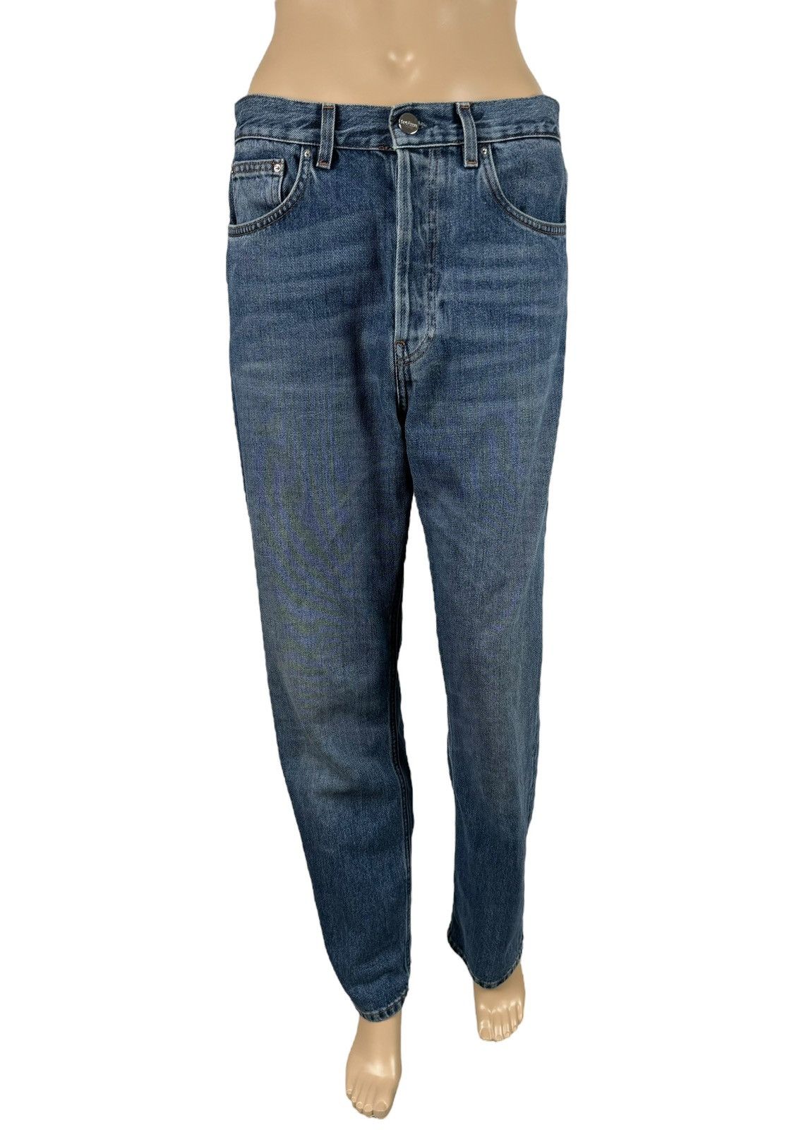 Toteme Toteme Blue Stright Jeans size 27 Leather Badge Size 27" / US 4 / IT 40 - 2 Thumbnail