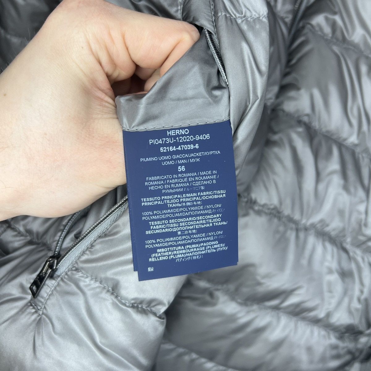 Herno ⚡️AMAZING HERNO GOOSE LIGHT PUFFER JACKET GREY NAVY NYLON Size US XL / EU 56 / 4 - 11 Thumbnail